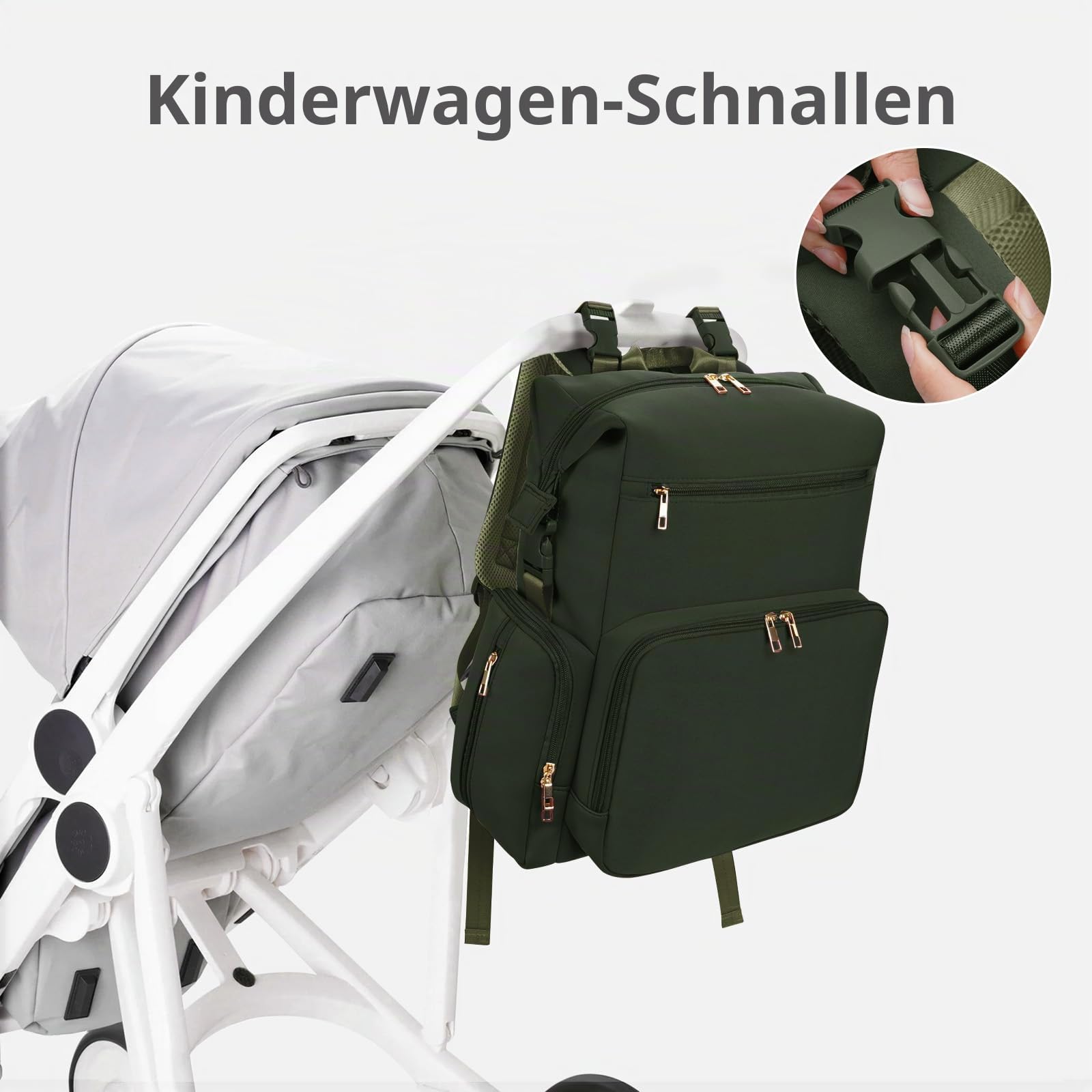 CEI-CEI Neopren Wickelrucksack Große Wickeltasche für Neugeborene, wasserdichter Reise-Rucksack für Mama und Papa mit isolierten Fächern und Wickelunterlage