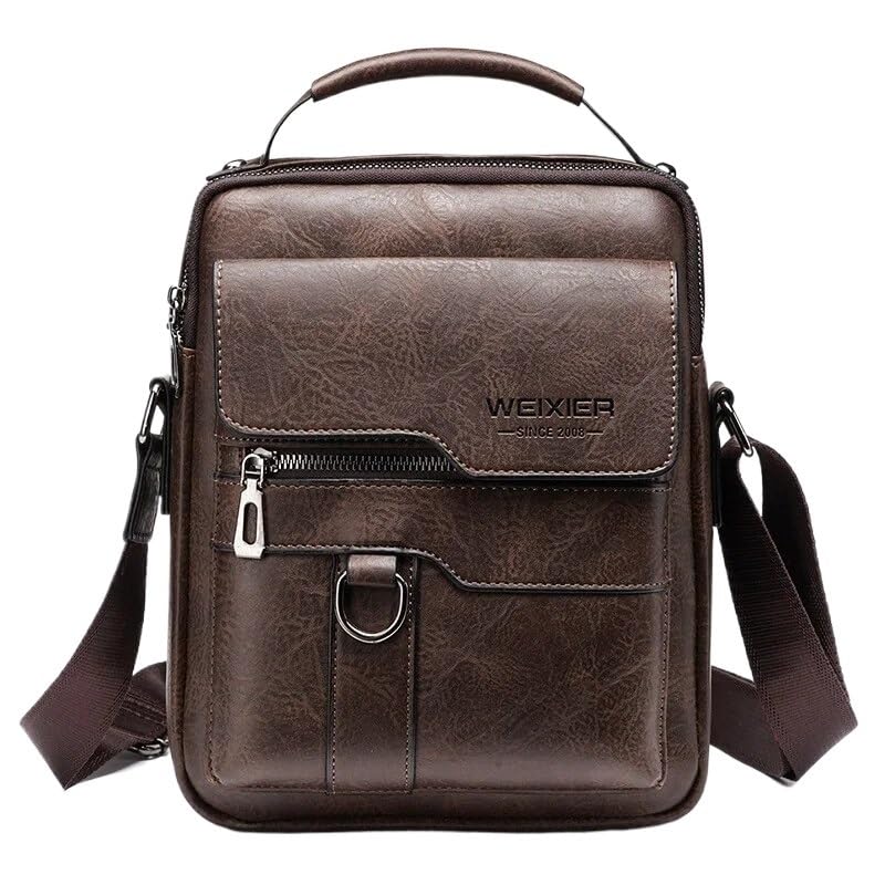 Bolso bandolera de piel sintética para hombre, maletín vintage de negocios