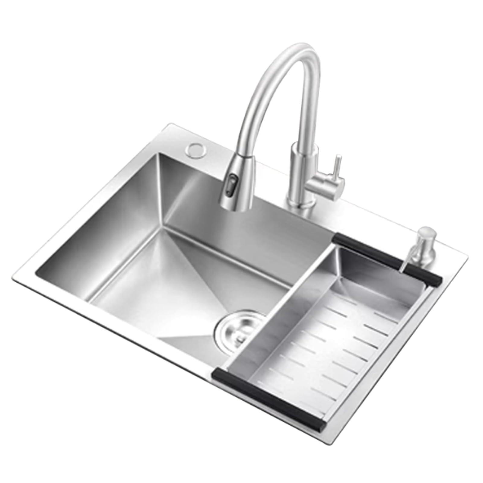 Zlthraustic One Color Kitchen Sinks Single Bowl Stainless Steel Sink, Practical Built-In Sink