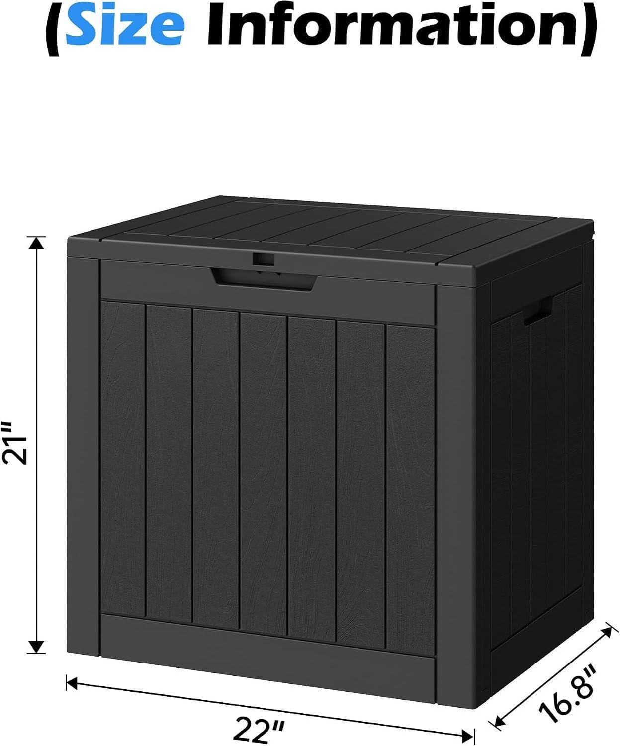 Baulera Exterior Impermeable 130L para Almacenaje Terraza, Rayado Negro