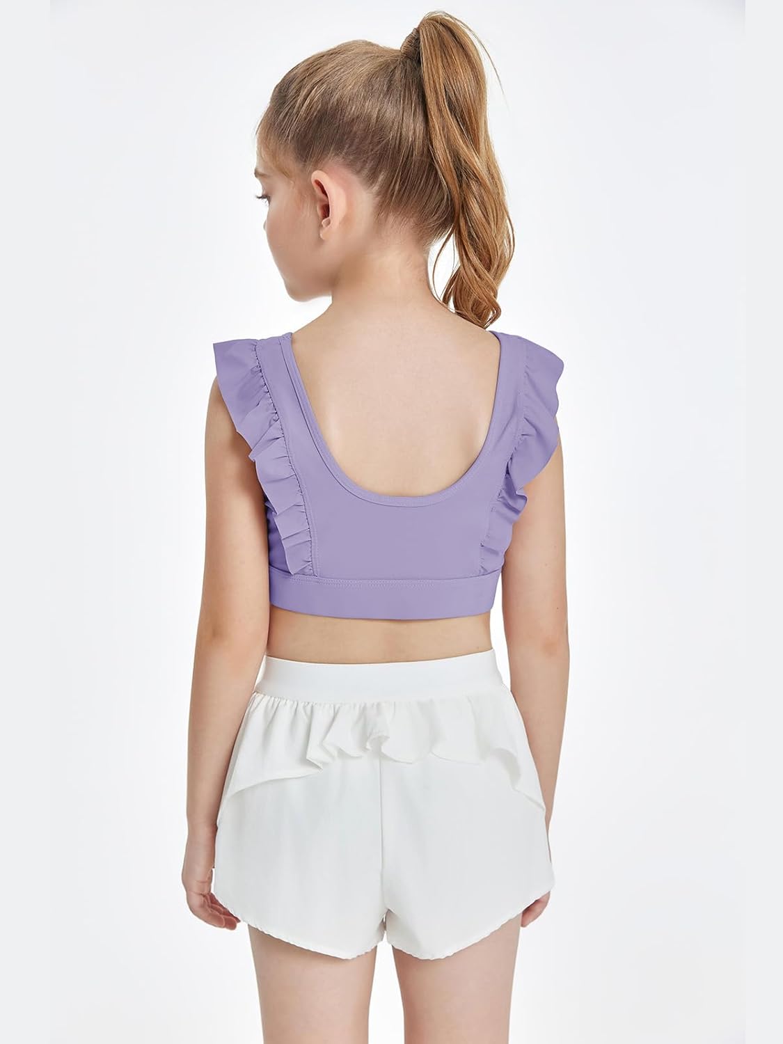 Girls Training Bra Cute Ruffle Sports Bra for Kids Comfort Dance Yoga Crop Top - Image 4