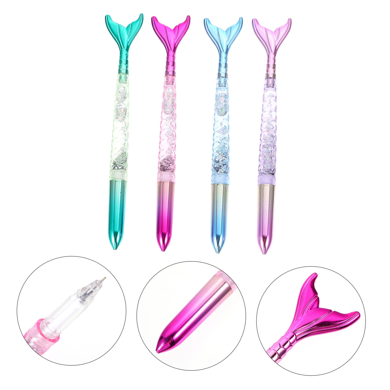 SHINEOFI 40pièces Stylos à Gel Pailletés Forme De Sirène De Stylos à Bille Fournitures Scolaires Colorées Pour Étudiants