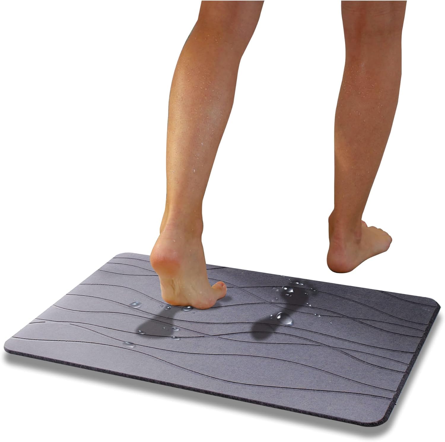 ZAHVIA Large Stone Bathroom Mat - Diatomite Stone Bath Mat - Super Absorbent Stone Drying Mat - Quick Dry Bath Mat - Bathtub Mat Non Slip - Anti Slip Shower Mat - Bathroom Mat (23.6 X 15.3 Dark Gray)