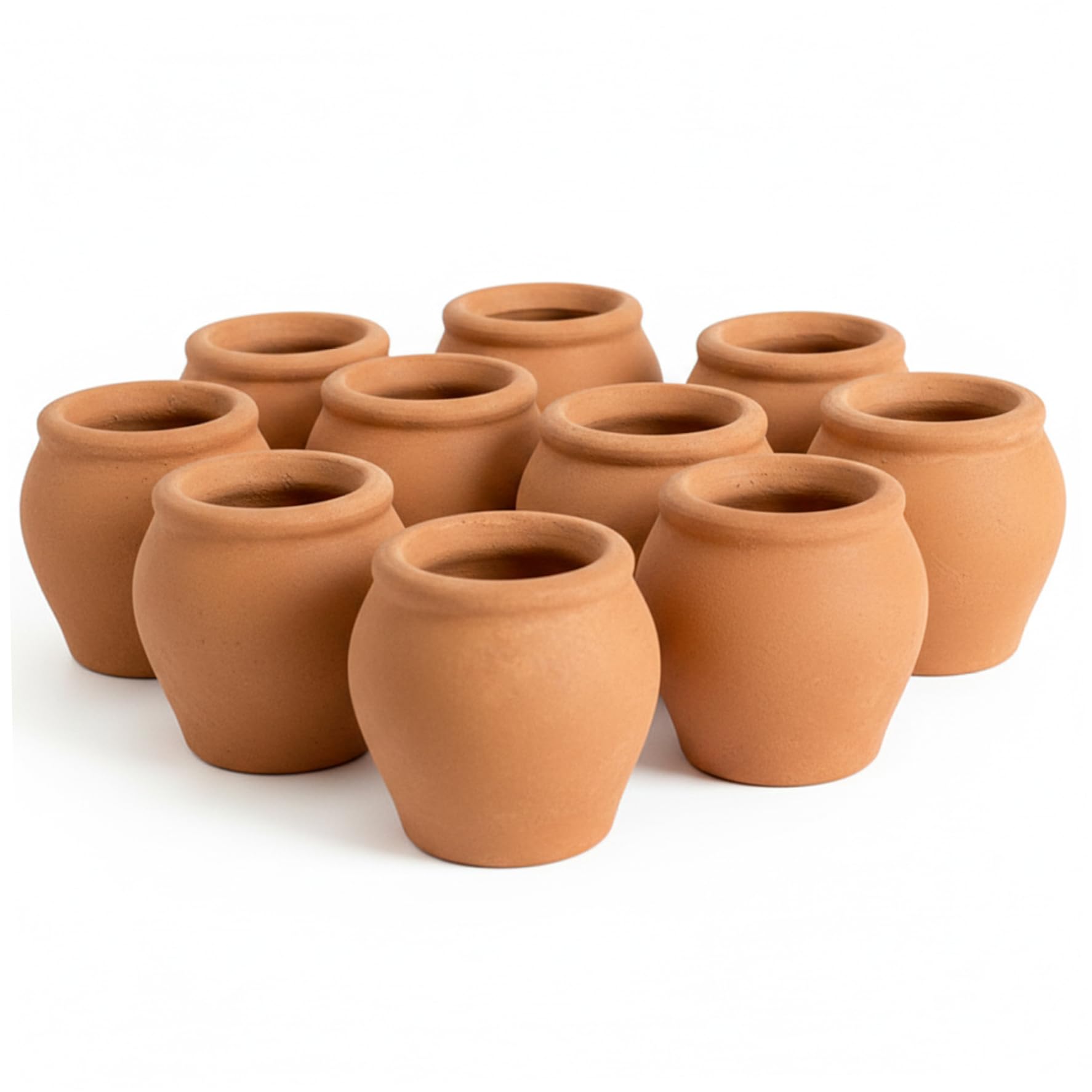 Grtheenumb Clay Pots, Small Terracotta Pots, 10-pack Handcrafted Mini Terracotta, Small Clay For Succulents & Mini Plants (hole-free, Thumb Round Design)