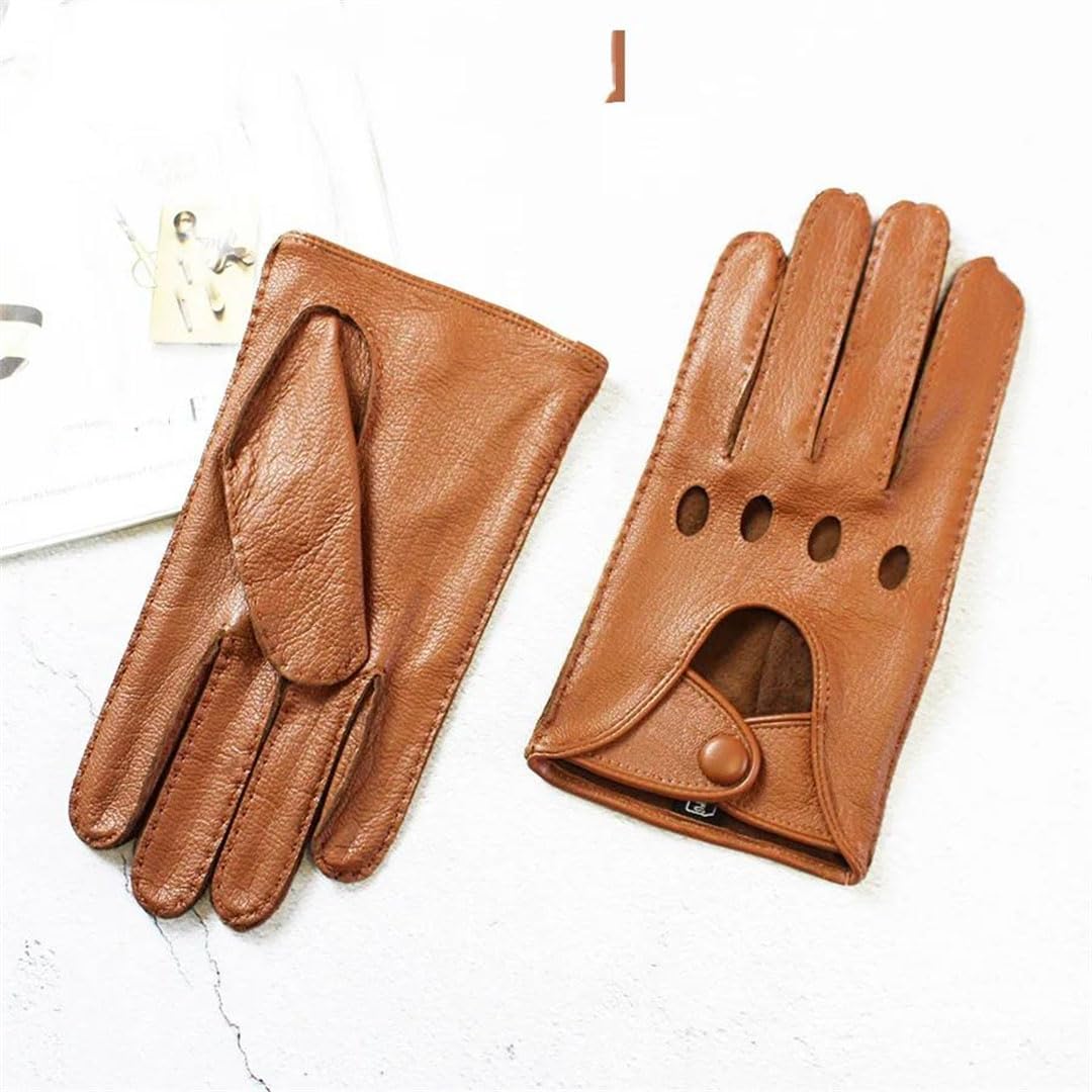 Gants de conduite en cuir pour homme - Gants de moto fins et respirants - Pour printemps et été