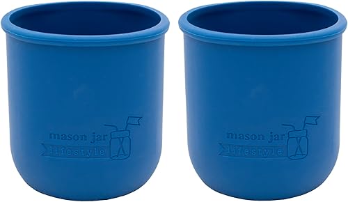 Miniatura 1 de Mason Jar Lifestyle - Pinta de boca regular, fundas de silicona de 16 onzas para proteger la bola, Kerr y tarros de conservas (2, azul profundo)