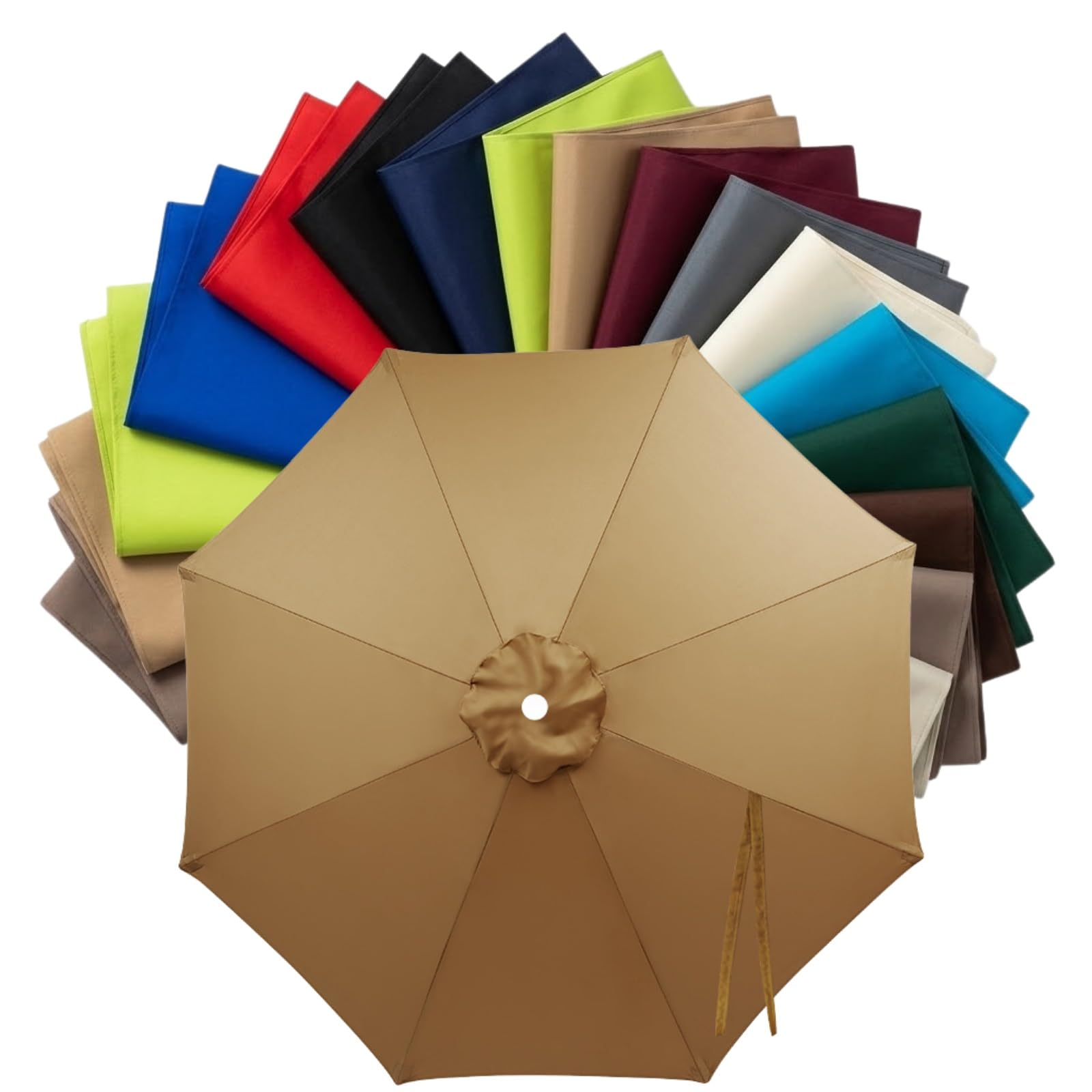 Replacement Parasol Canopy 2m to 4m, Waterproof Polyester Patio Umbrella Replacement Cloth for 6/8 Arms, Sunshade Garden Parasol Fabric Cover, UV Protection(Khaki,3.3m (10.8FT) - 8 Ribs)