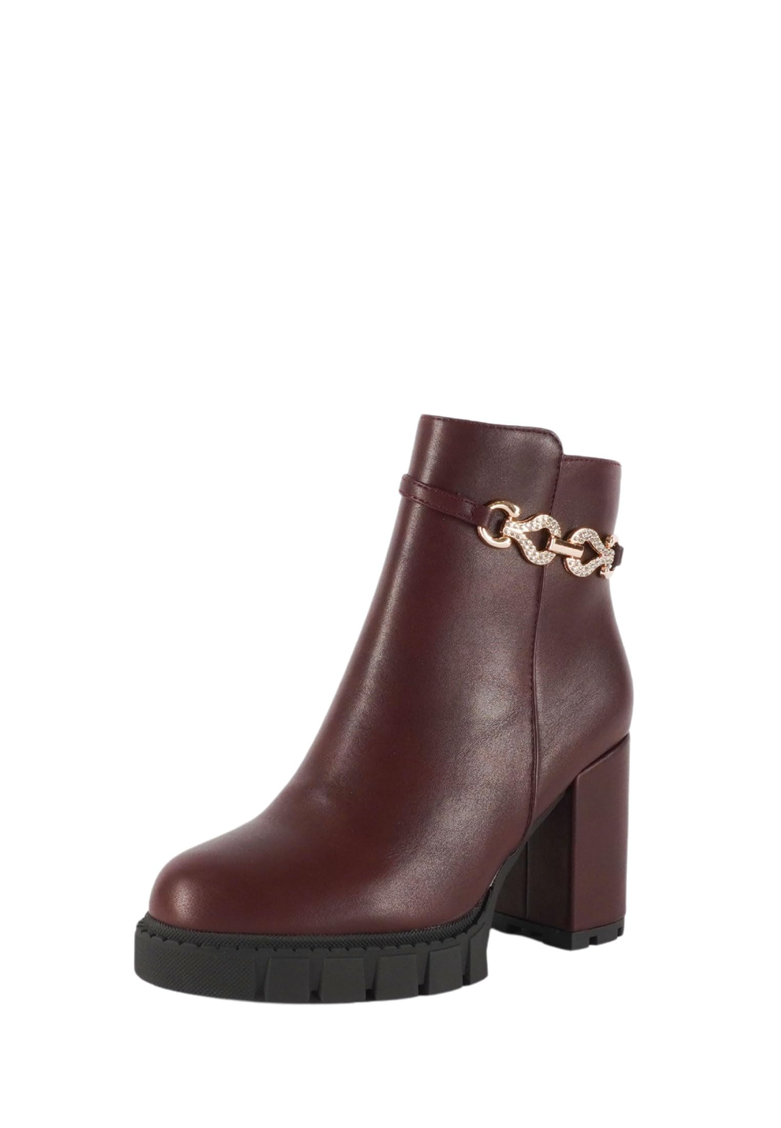 Ciabalù Stivaletti Donna con Tacco Alto Scarpa Elegante con Cinturino Gioiello e Strass, Platform 2.5cm, Tacco 9cm, Gambale 12,5cm, Zip Laterale
