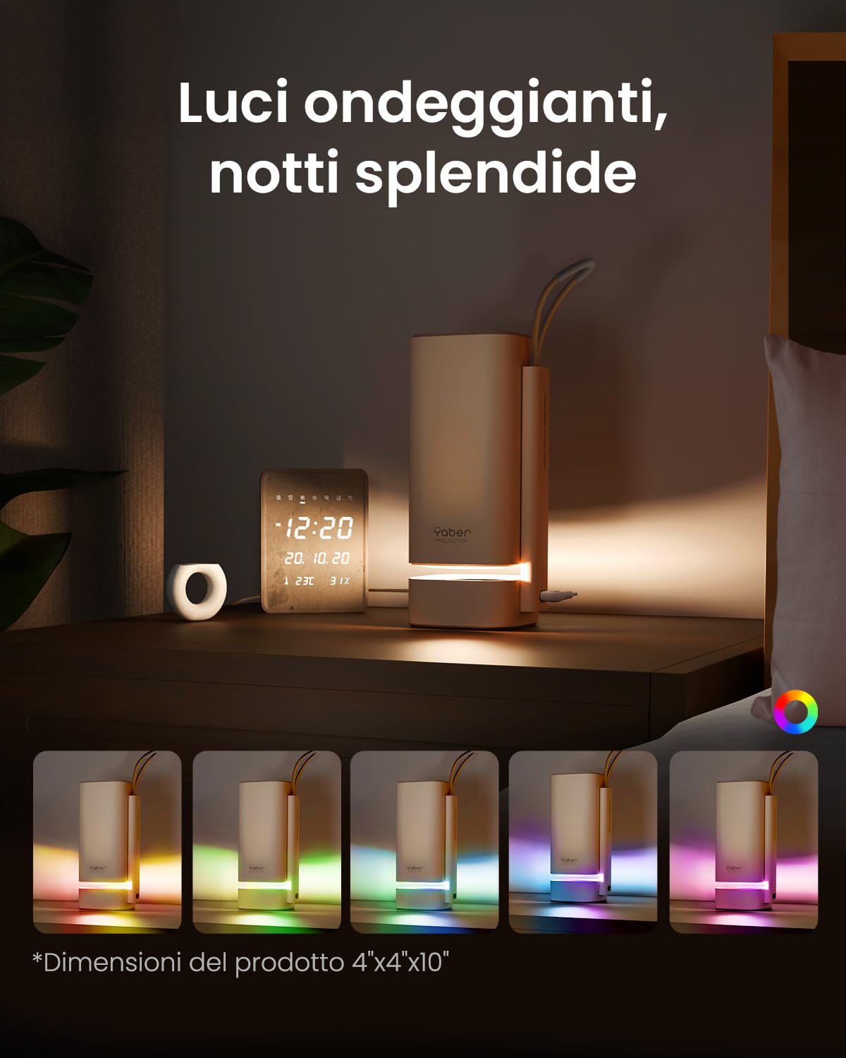 Yaber T1 Pro Proiettore【Turbo Sonic Bass & HDR10】Videoproiettore Native 1080P, Proiettore Portatile Ruotabile 180°, Auto Focus|Keystone|Bluetooth 5.4|WiFi 6, Dolby Audio Home Cinema Proiettori
