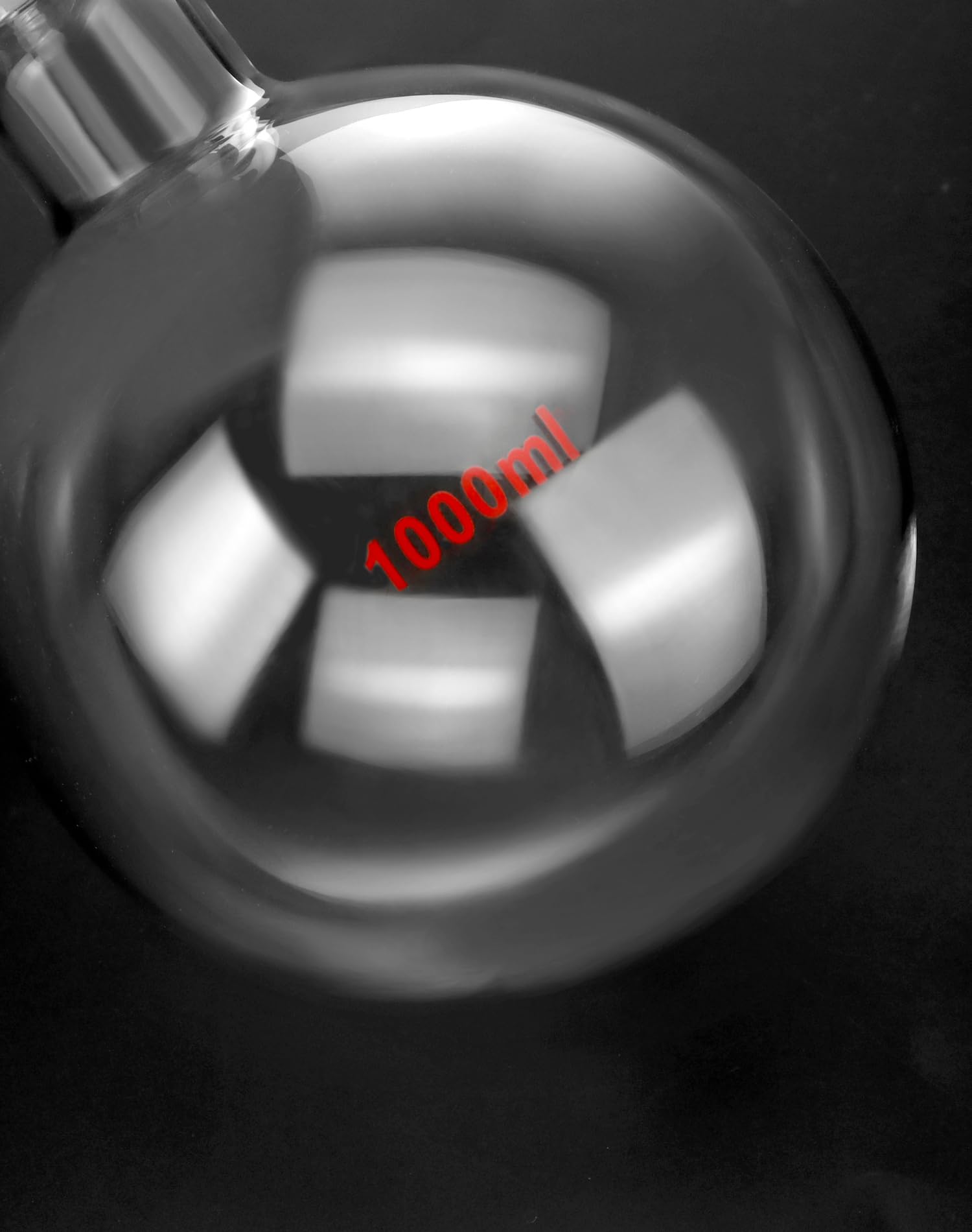 QWORK Fiaschetta in vetro borosilicato da 1000 ml con giunto esterno conico standard 24/40, fondo rotondo a collo singolo, confezione da 2