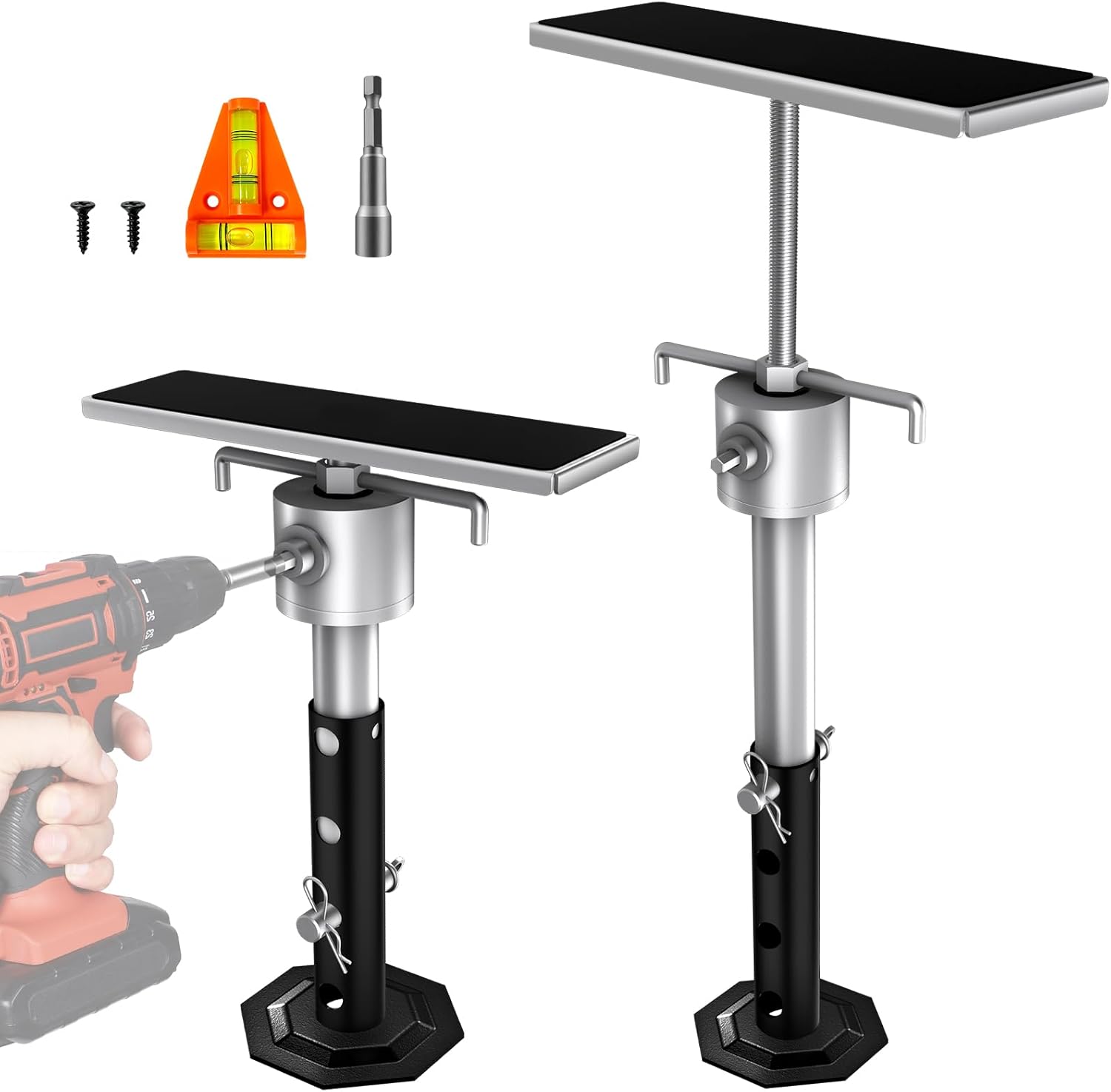 RV Slide Out Support Jacks with Flat Top Block, for Travel Camper RV Height Adjustable from 11" to 23", Heavy Duty Quick Lift Stabilizer up to 5000 lbs Capacity,Set of 2 Trailer Stabilizers