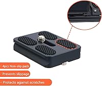 Vista 5 de PU-50 - Placa QR universal de liberación rápida de 1.969 in con tornillo de anillo en D para trípode monopie bola cabeza DSLR cámara, compatible