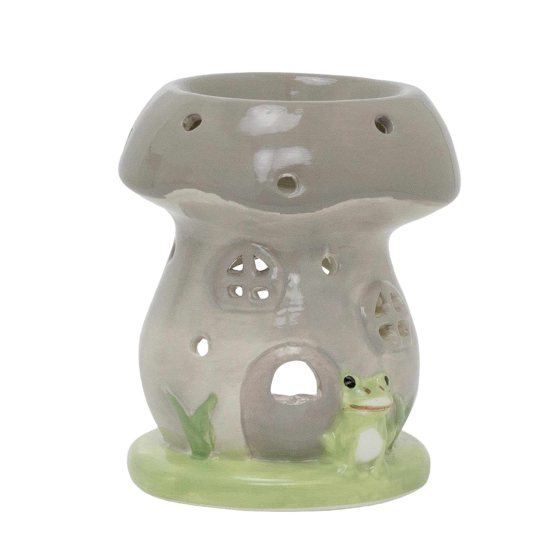 Mushroom Wax Melt Burner | 11cm Whimsical Toadstool Ceramic House Oil Burner for Essential Oils, Tealight Candles