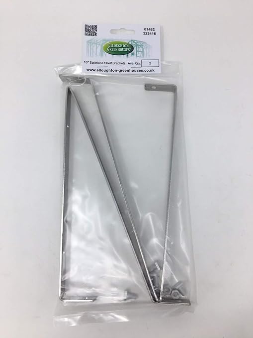 10" Stainless Steel Elloughton Greenhouses® Shelf Brackets with Nuts