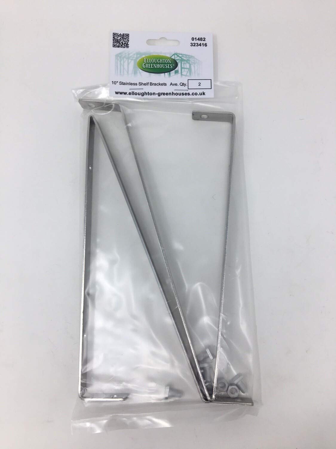 10" Stainless Steel Elloughton Greenhouses® Shelf Brackets with Nuts and Bolts