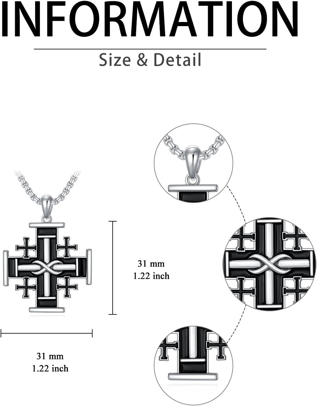 Cross Necklace Valentine's Day Gifts 925 Sterling Silver Cross Pendant Fathers Day Birthday for Men Father Dad Brother Husband Son - Image 4