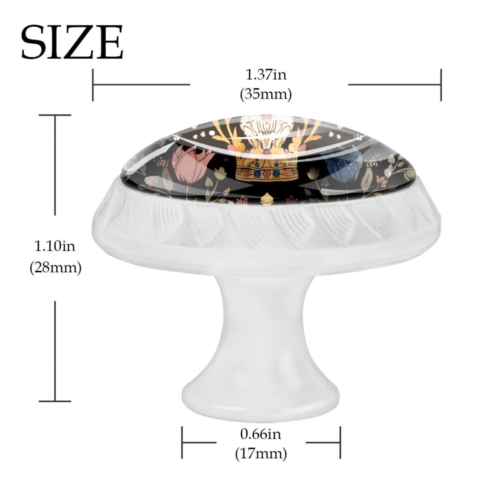 IROLSKDNFH Furniture Decorative Cabinet Knobs Drawer Pulls Handles,Princess  Crown Floral Pattern Crystal Glass Round Knobs for Wardrobe Dresser Kitchen  (4 Pack)