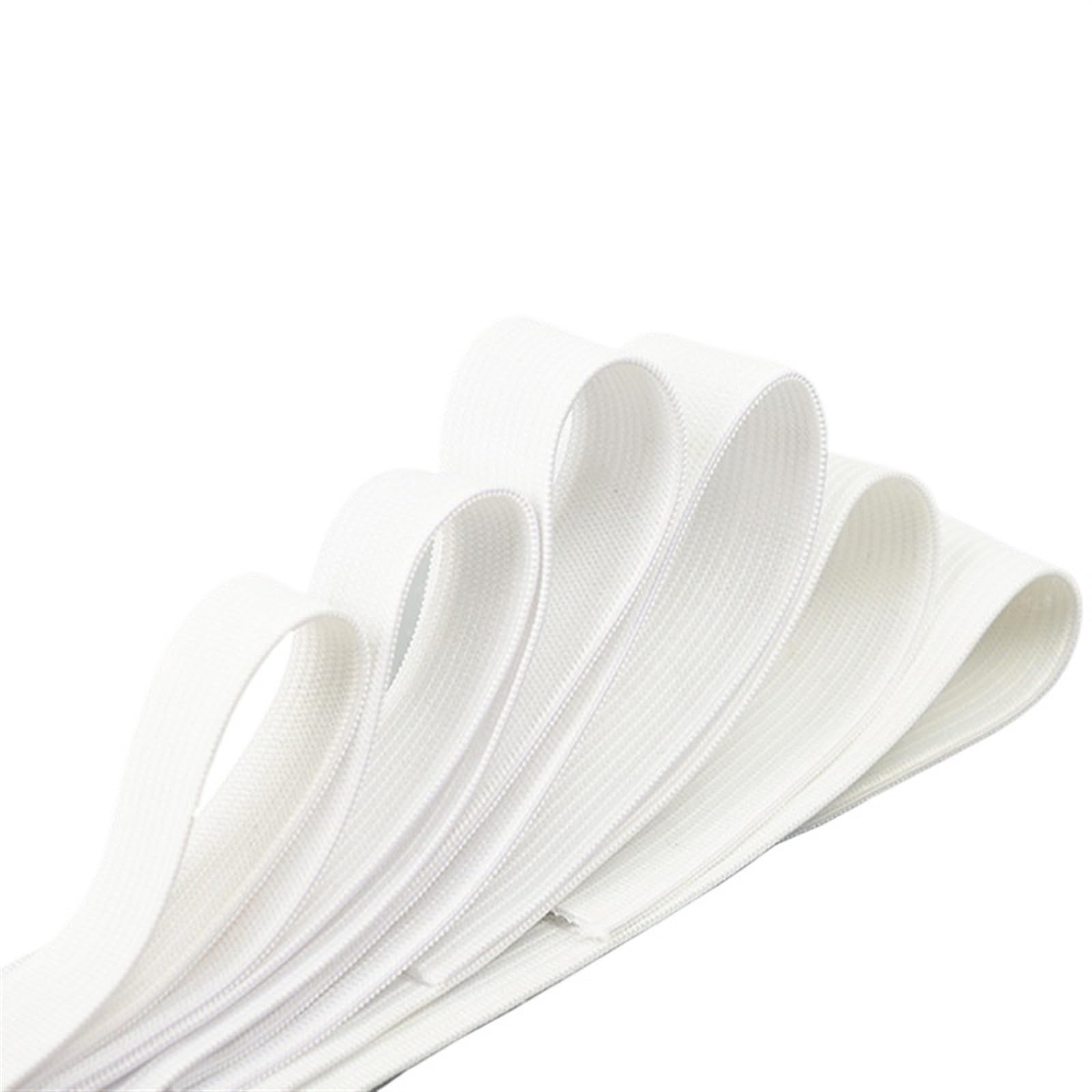 Flaches Gummiband für Nähen 10 m weißes und schwarzes, gewebtes, flach gestricktes Gummi-Bastelkordelband von 1 cm, 2, 3 4(White,10M-50MM)