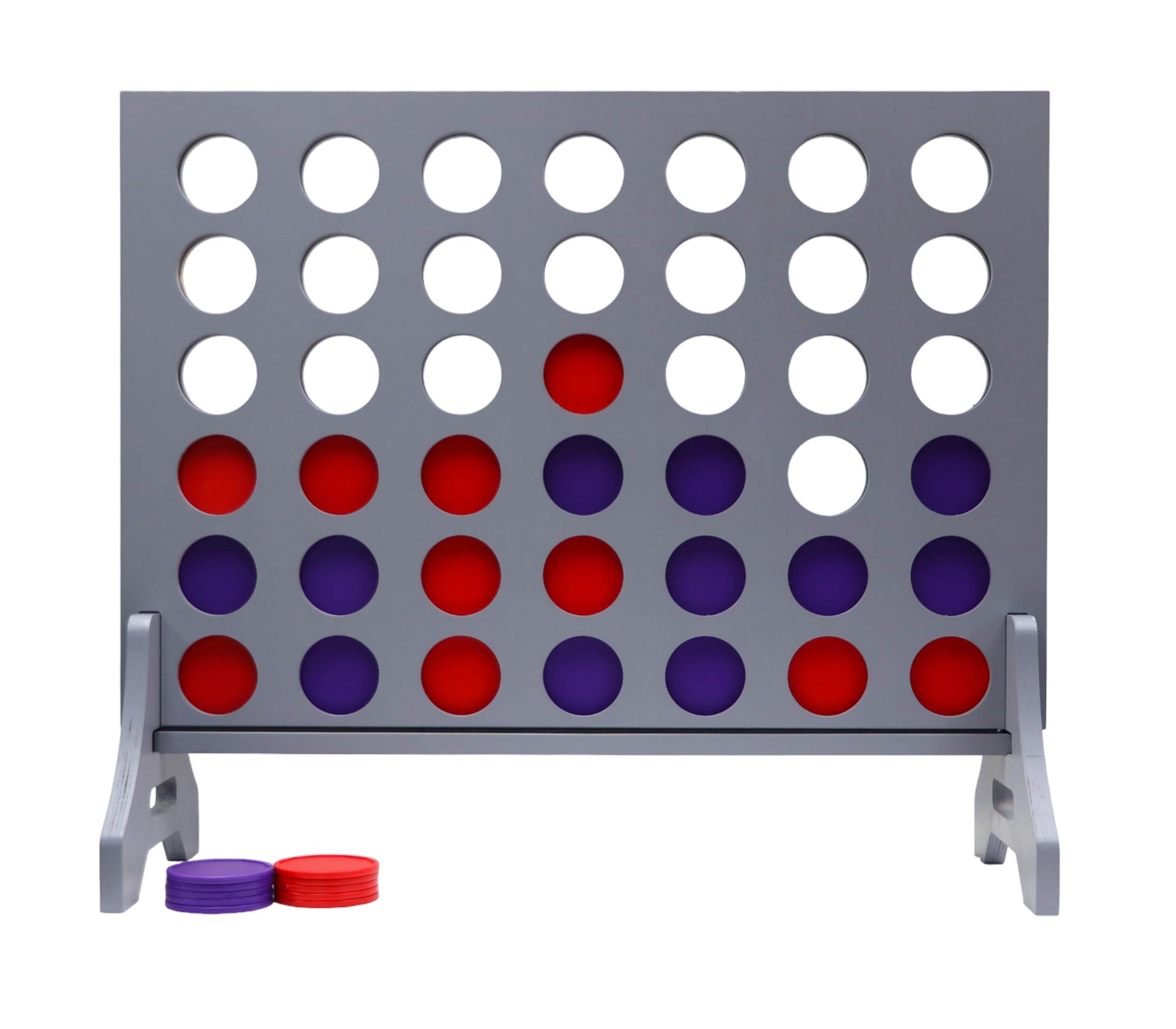 Giant 4 in a Row Game for Family &amp; Adults – Tailgating Pros Jumbo Grey Wooden Four in a Row Indoor &amp; Outdoor Yard Game for Family Party Fun, Portable Activities for Patio, Backyard, and Camping