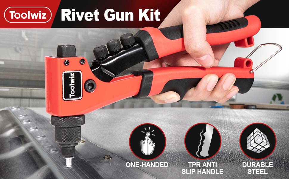 Amazon.com: Toolwiz Rivet Gun One-Handed Rivet Gun Kit with 200pcs