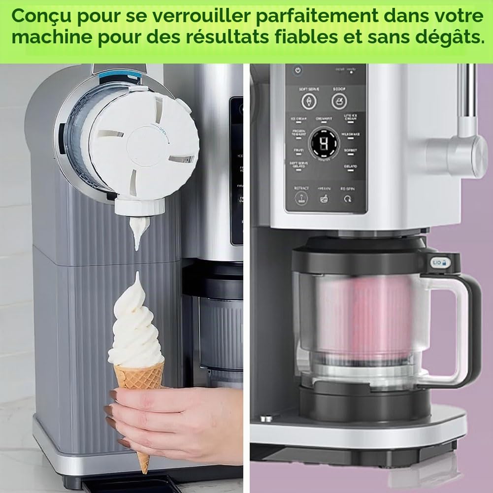 Contenant de Crème Glacée, 4 Pièces Récipient à Crème Glacée, 473 ML Récipient avec Couvercle Accessoires pour Ninja CREAMi Swirl NC700 et NC701, Sans BPA et Lave-Vaisselle