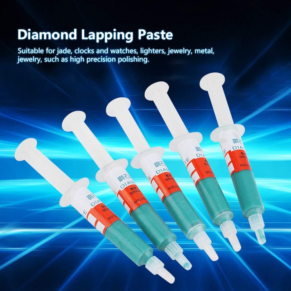 Pasta Diamantata, 5 Pezzi Pasta Lucidante Diamantata W0.5-W40 Tubo Ad Ago per Pasta Abrasiva Composta per Lappatura per Vetro Orologio Giada Gioielli Lucidatura Ad Alta Precisione(W7#1500)