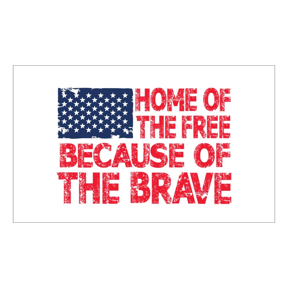 CNW Studio Home of The Free Because of The Brave USA Flag Decal Vinyl Bumper Sticker 5
