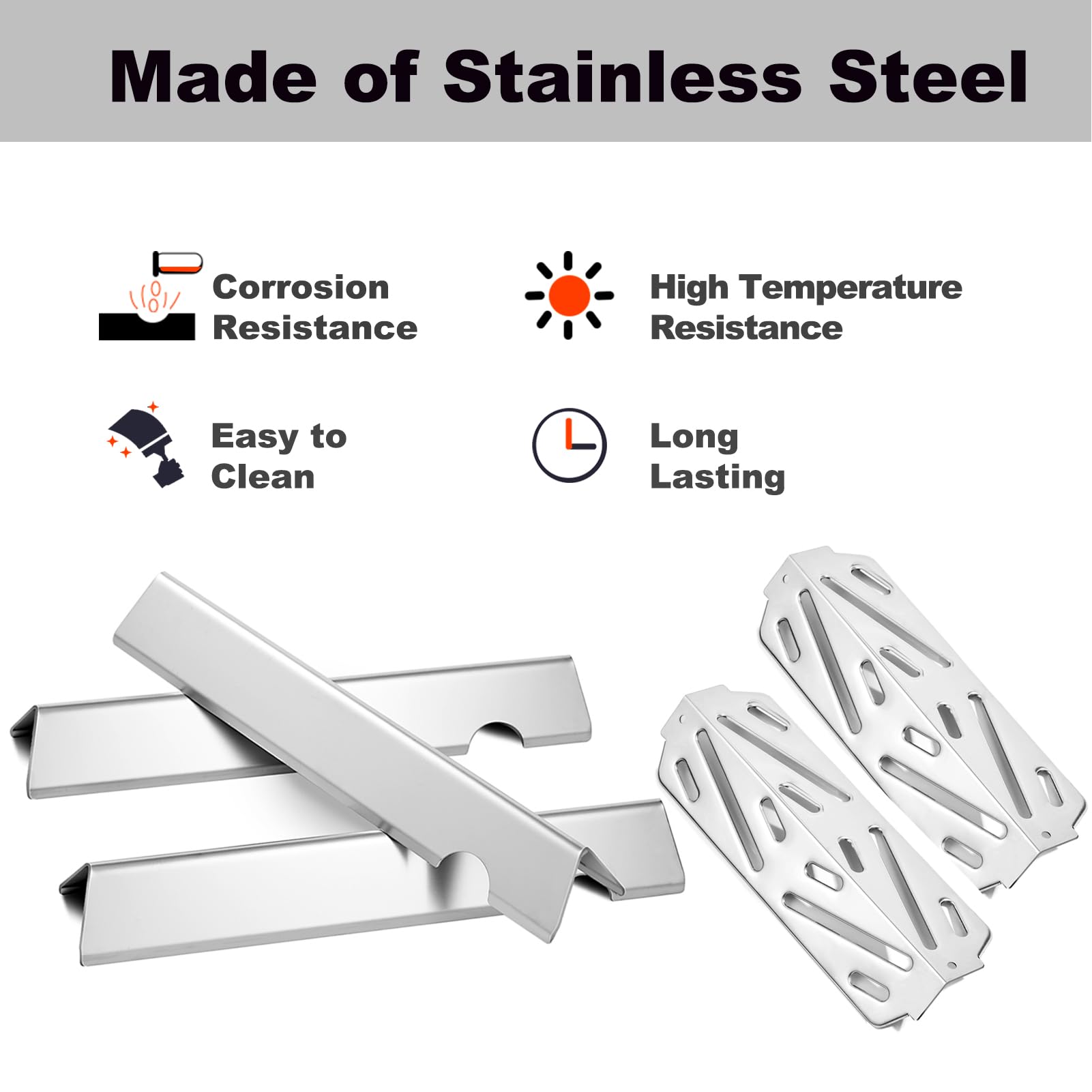 Flavorizer Bars & Heat Deflector For Weber Genesis II 210/240 Grills - Stainless Steel, 3 Bars + 2 Deflectors