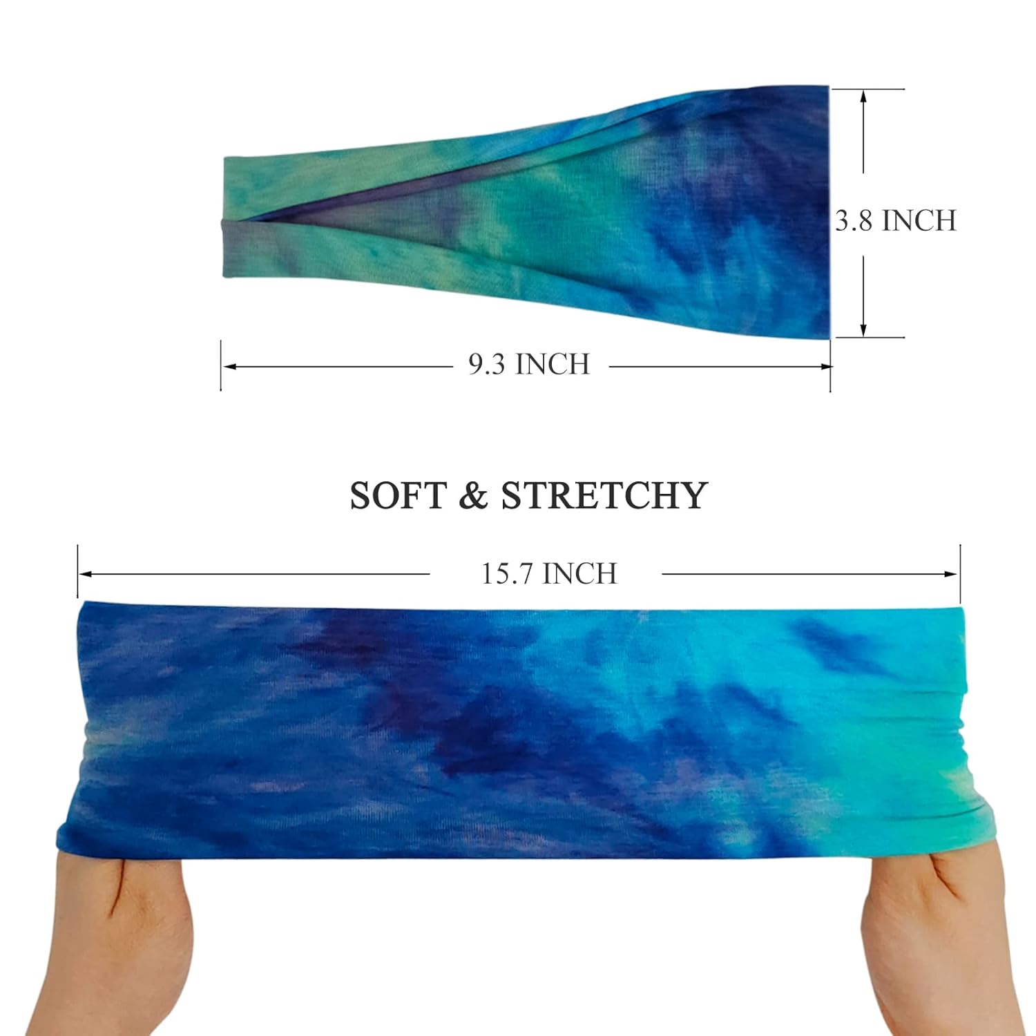 Headbands For Women Workout Wide Headband Yoga Head Bands For Women's Hair Accessories Fashion Band Tie Dye 6 Pack - Image 6