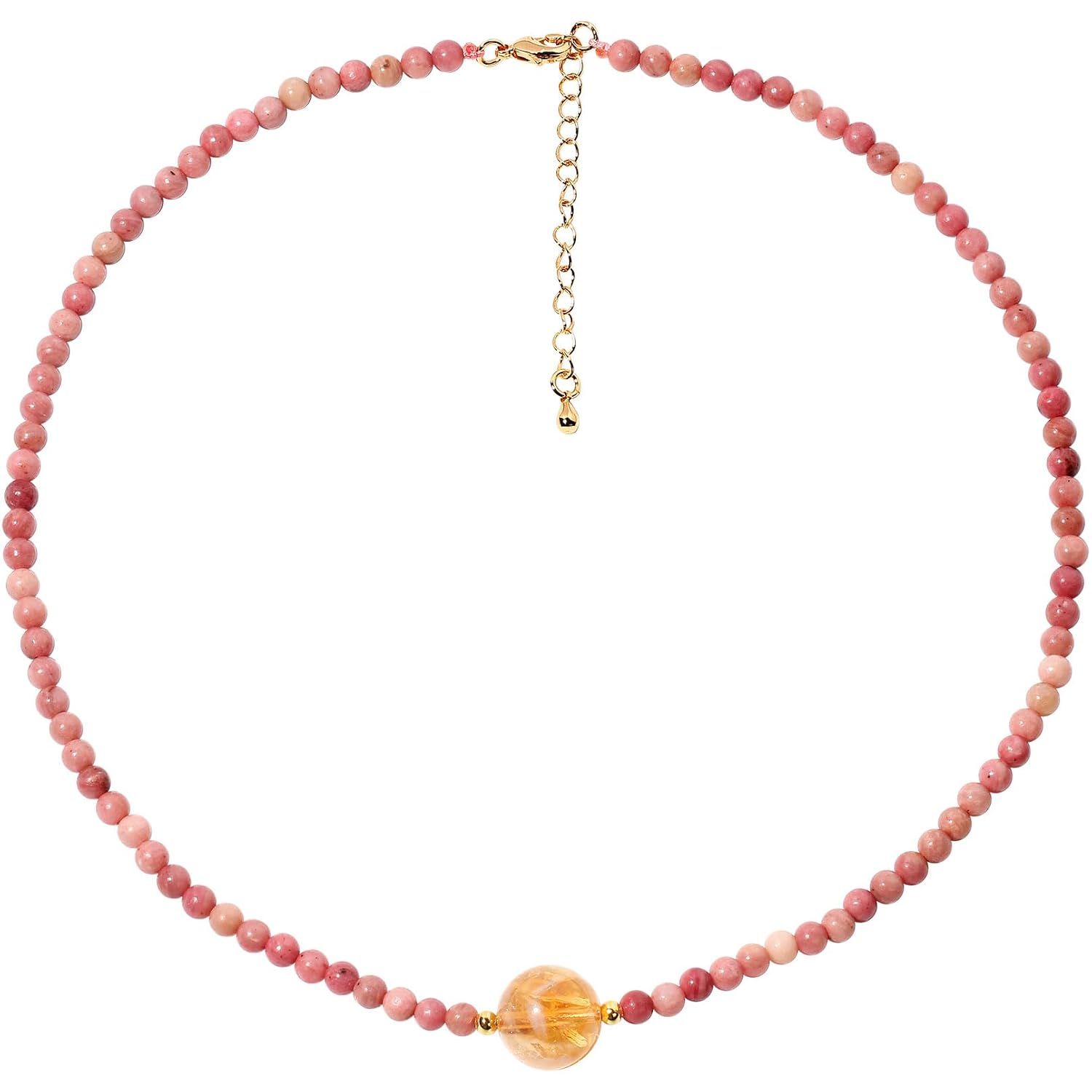Spiritual Crystals and Stones Beaded Necklace Citrine Necklaces for Women Wealth Balance Adjustable Birthstone Jewelry Choker