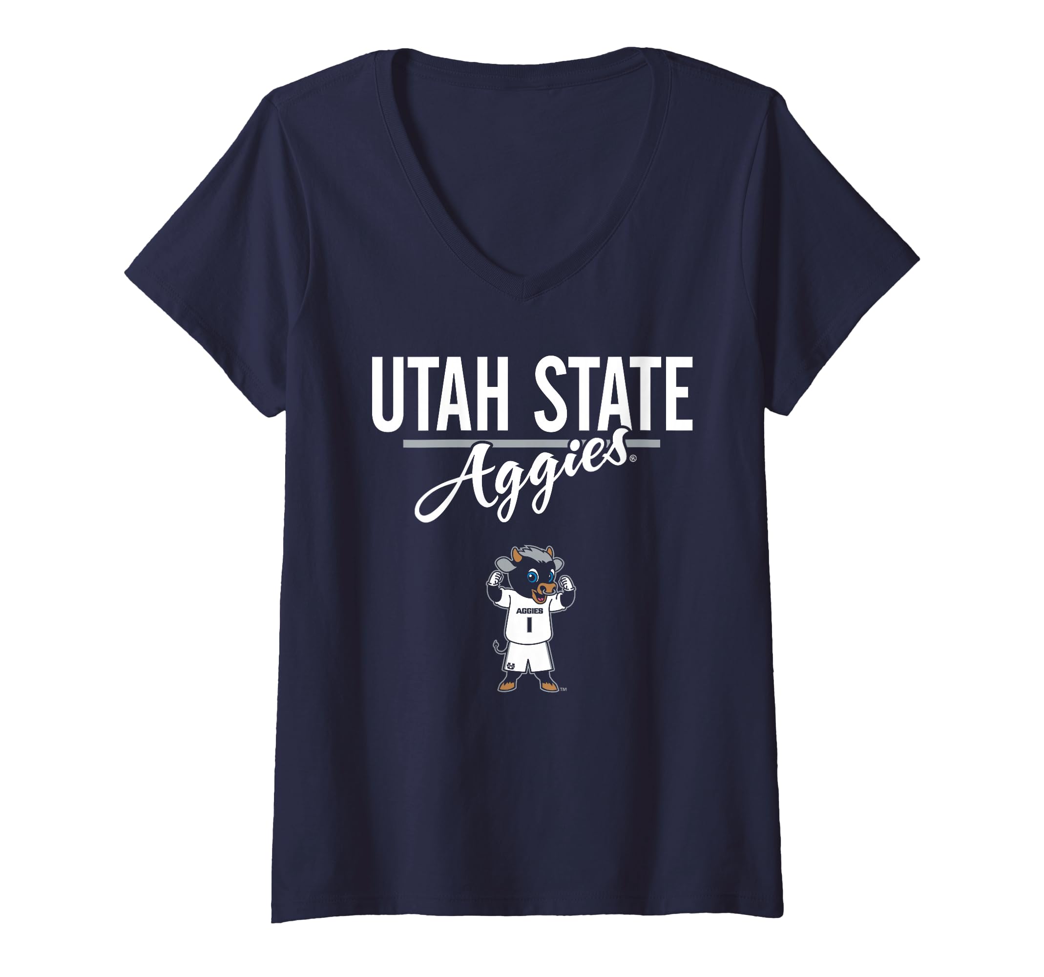 Womens Utah State Aggies Big Blue Navy Officially Licensed V-Neck T-Shirt