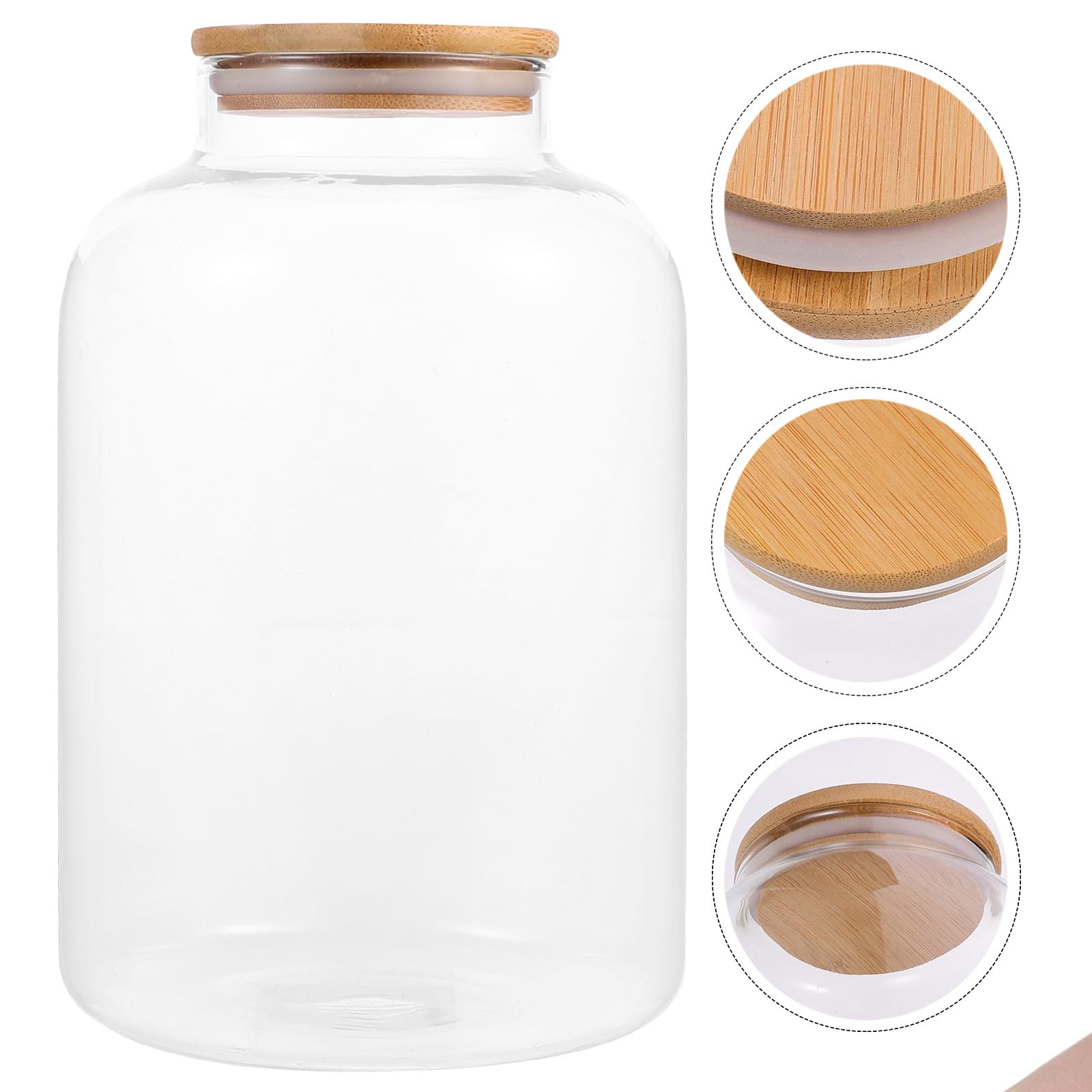 Vorratsglas und Praktische Versiegelung Luftdichter Glas Aufbewahrungsbehälter Borosilikatglas mit Holzdeckel Hohe Härte für Getreide und Hülsenfrüchte für Küche