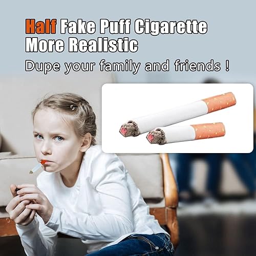 Miniatura 3 de Cigarrillos falsos de hojaldre que hacen humo, 6 cigarrillos y 6 medios cigarrillos y 1 cigarros, cigarrillos de imitación con un aspecto realista,