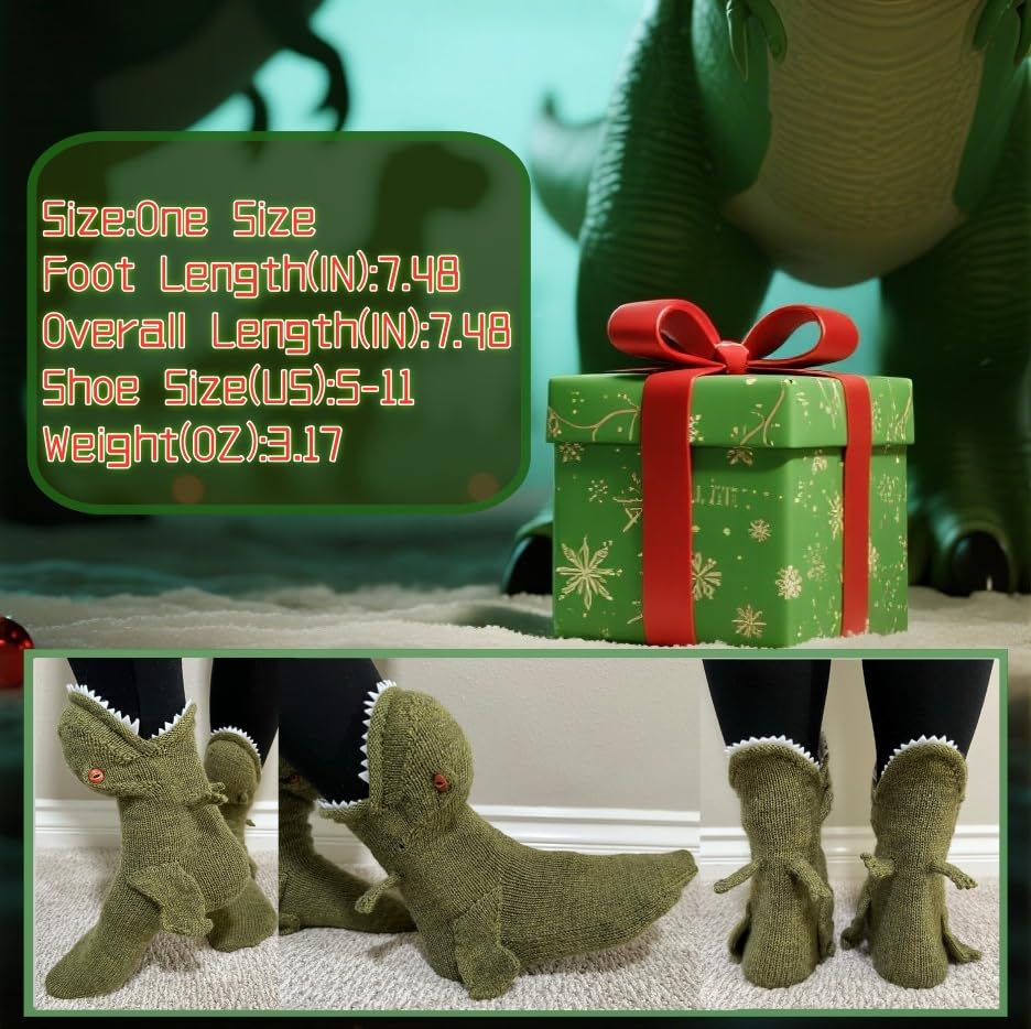 Image of LOLAT Novelty Animal Socks Knit Shark T-Rex Dinosaur Alligator Croc Sock for Christmas Gifts Creative Home Warm
