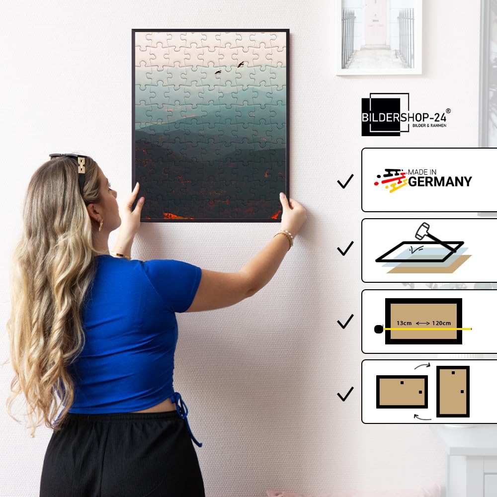 Bildershop-24 Puzzlerahmen Milano Aluminium Schwarz (matt) 85x120cm (ca. 5000 Teile) ANTIREFLEX Entspiegelt