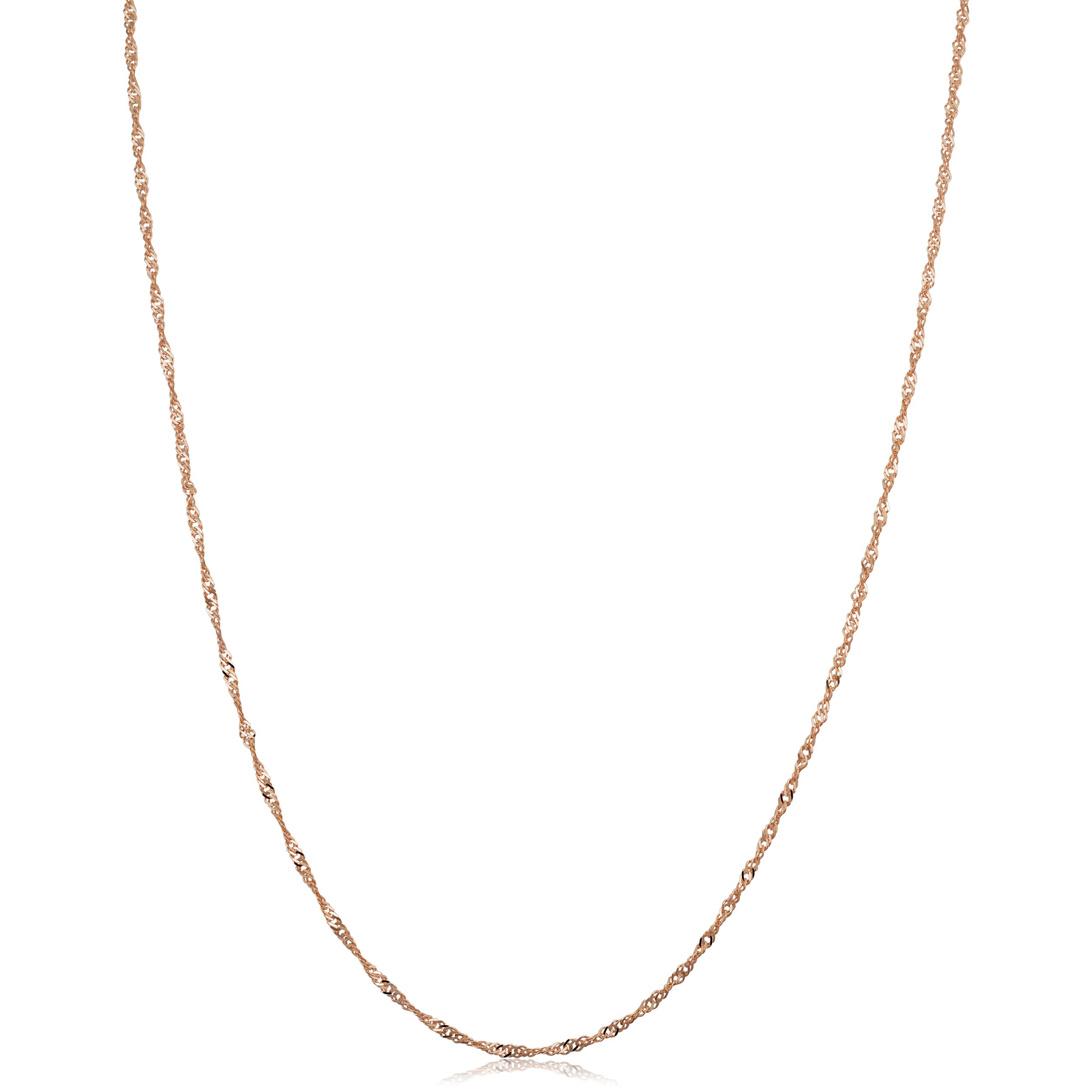 Kooljewelry Womens Singapore Chain Classic - 10k Rose Gold Singapore Chain Necklace