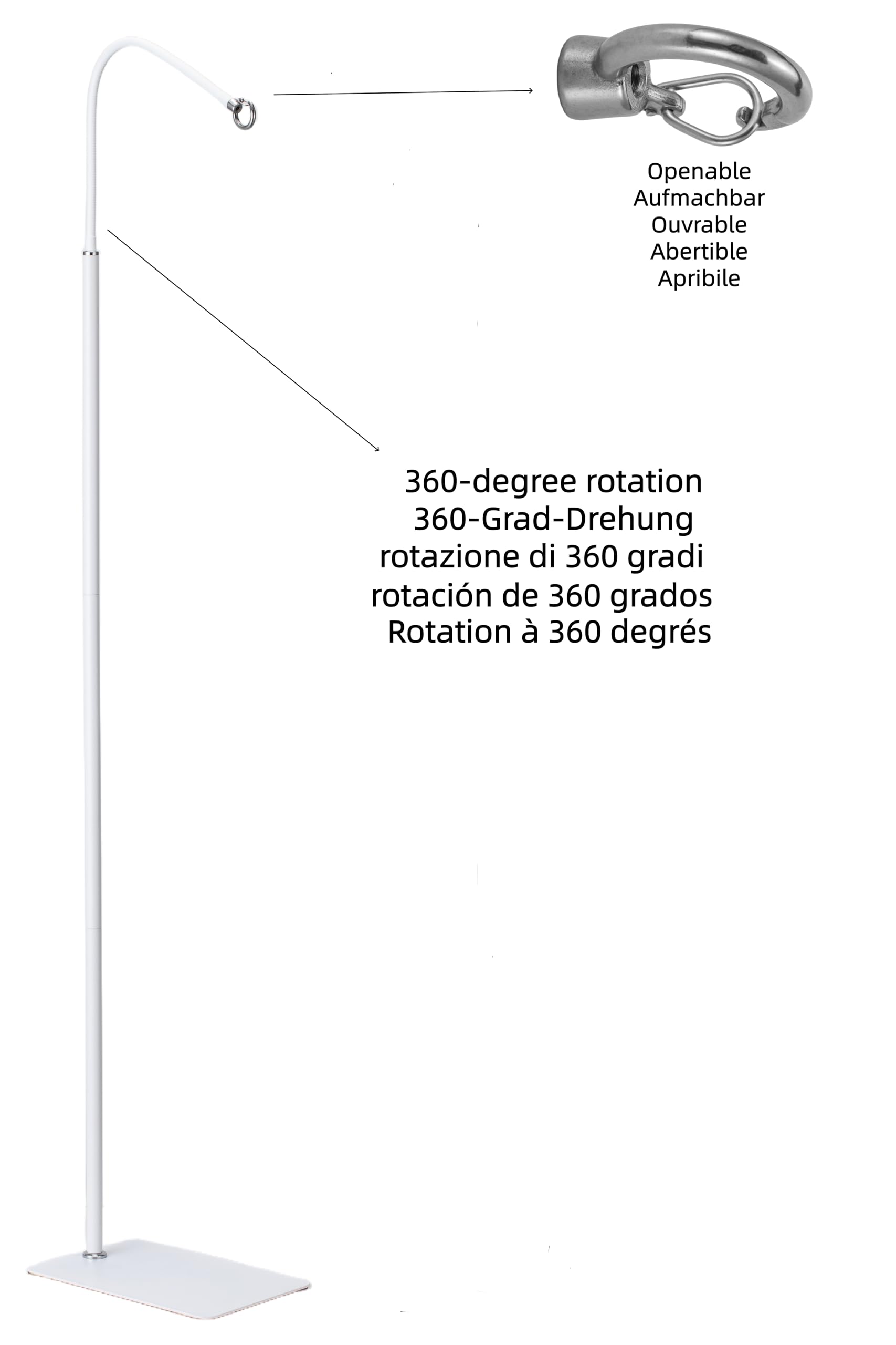 Metall Boden Ständer Halter, Baby Krippe Mobile Arm,Höhe verstellbar 175-80cm,Sturdy Metal Base, Metall Ständer kompatibel mit Baby Krippe Mobile Hängen (Withe)