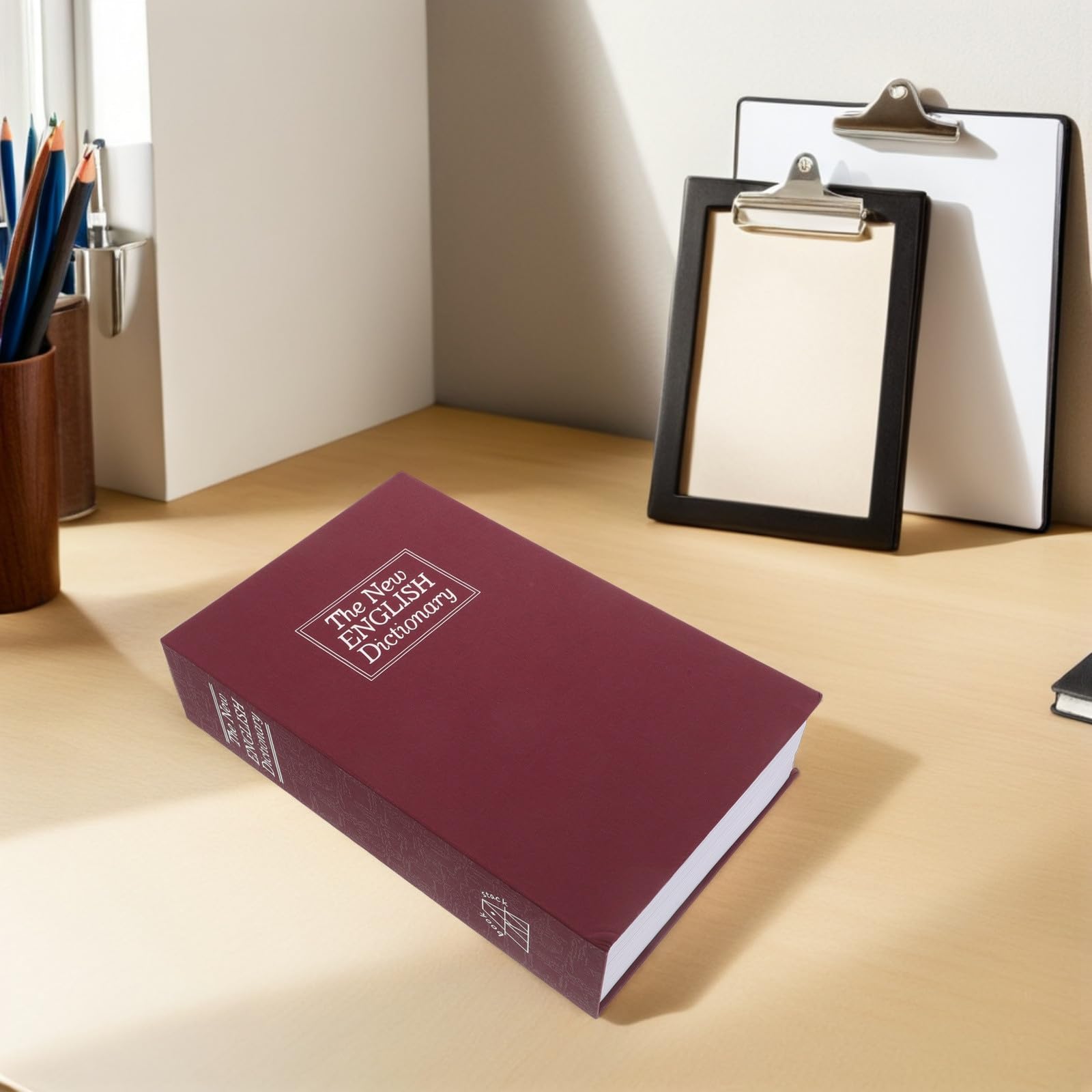 SHINEOFI Roter Buchsafe in Buchform mit Zahlenschloss aus Edelstahl und Papier Abschließbarer Tresor für Büro und Studentenwohnheim zur Sicheren Aufbewahrung