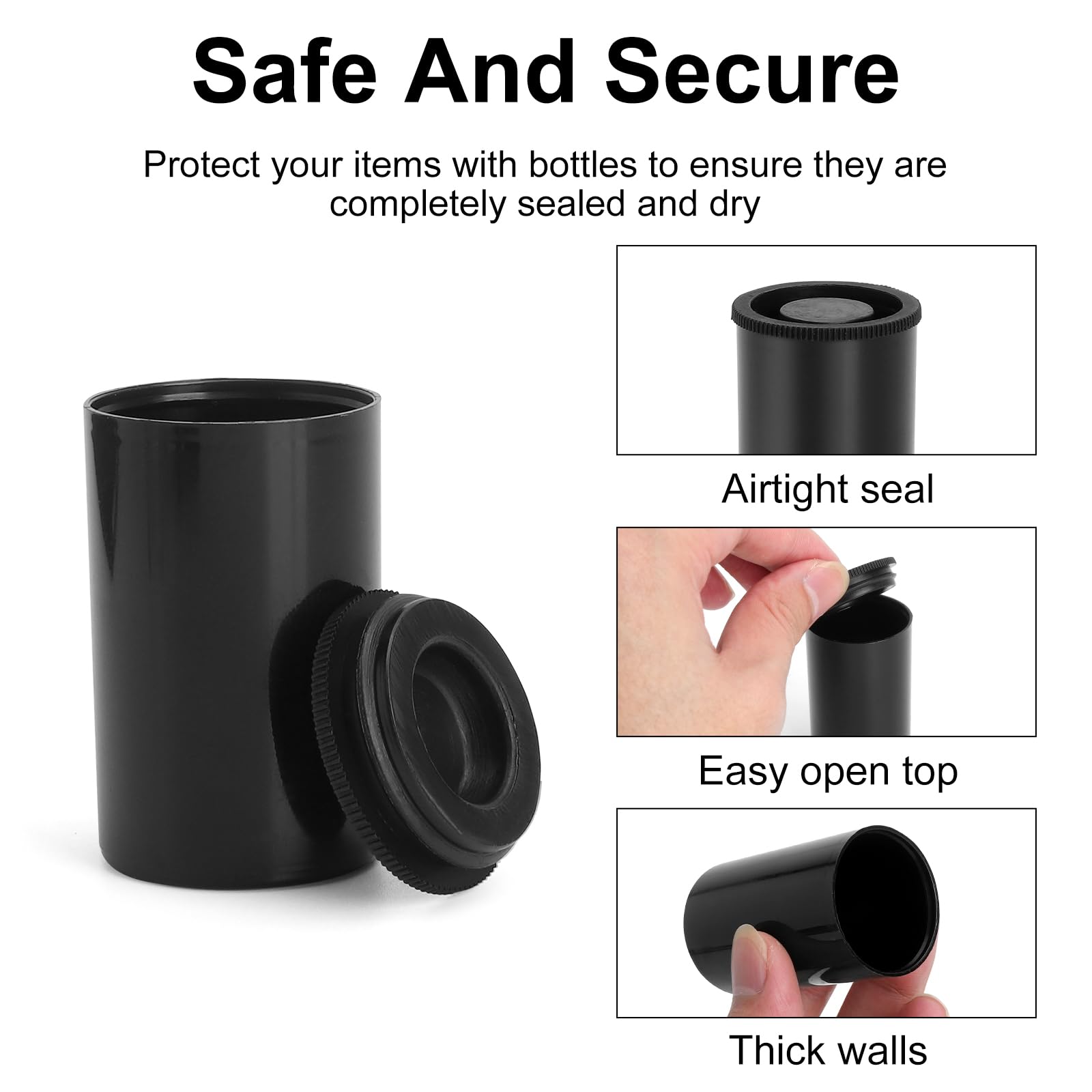 Boite Pellicule avec Couvercle 30 Pièces Noir, Boite Pellicule Plastique Rangement, Boite Pellicule Film 35mm, Petite Boite Plastique avec Couvercle pour Rangement Petites Pièces DIY