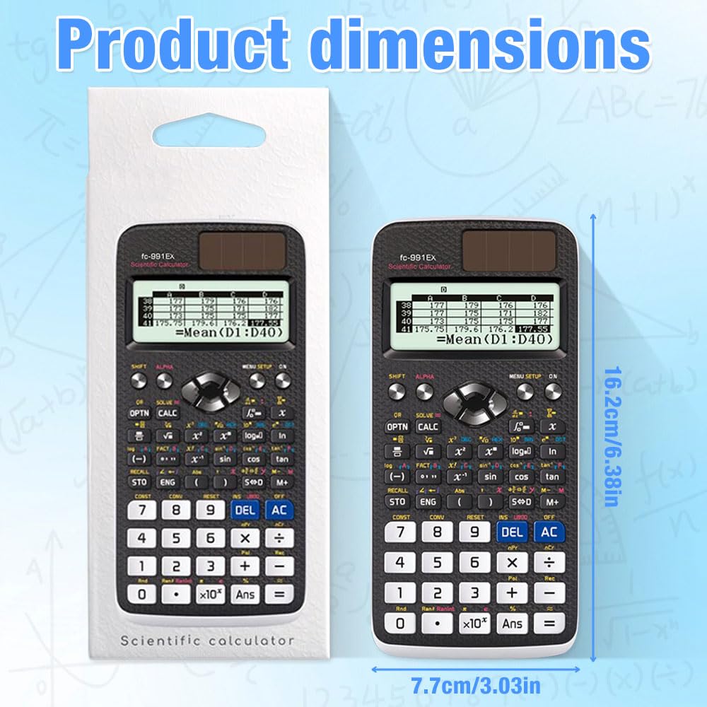 Wissenschaftlicher Taschenrechner, 552 Funktion 10+2 Stellen Geschriebenes Display, mit Schutztasche, Multifunktionsrechner Schulrechner für Schulbedarf, Schüler, Lehrer, Büro, Zuhause