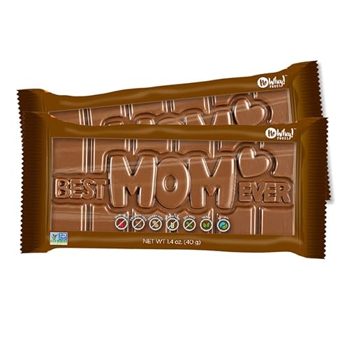 No Whey Foods - Best Mom Ever - Barras de chocolate sin leche 2 unidades - Vegano sin lácteos sin cacahuete sin nueces sin soja sin gluten
