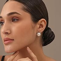 Vista 2 de LeCalla Pendientes de perlas de plata de ley 925 para mujer Aretes de perlas con clip en la espalda Omega para mujer