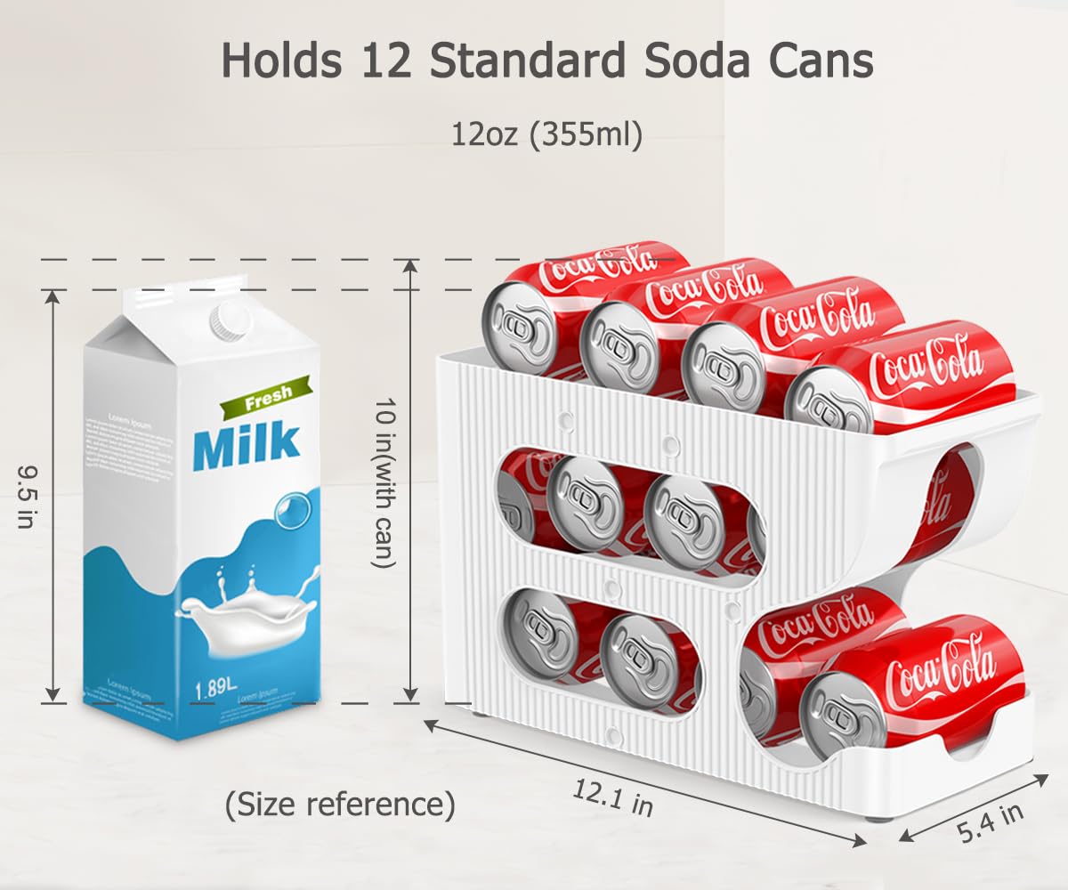 Organizador de latas de soda para despensa/refrigerador, dispensador automático de latas, almacenamiento, soporte, contenedor para refrigerador, organizador de bebidas para refrigerador, paquete de 2 4