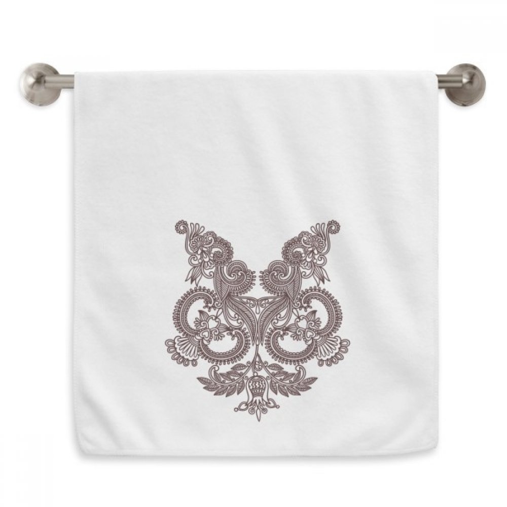 Serviette moelleuse 13x29 pouces motif plantes fleuries symétrie art grain silhouette en blanc