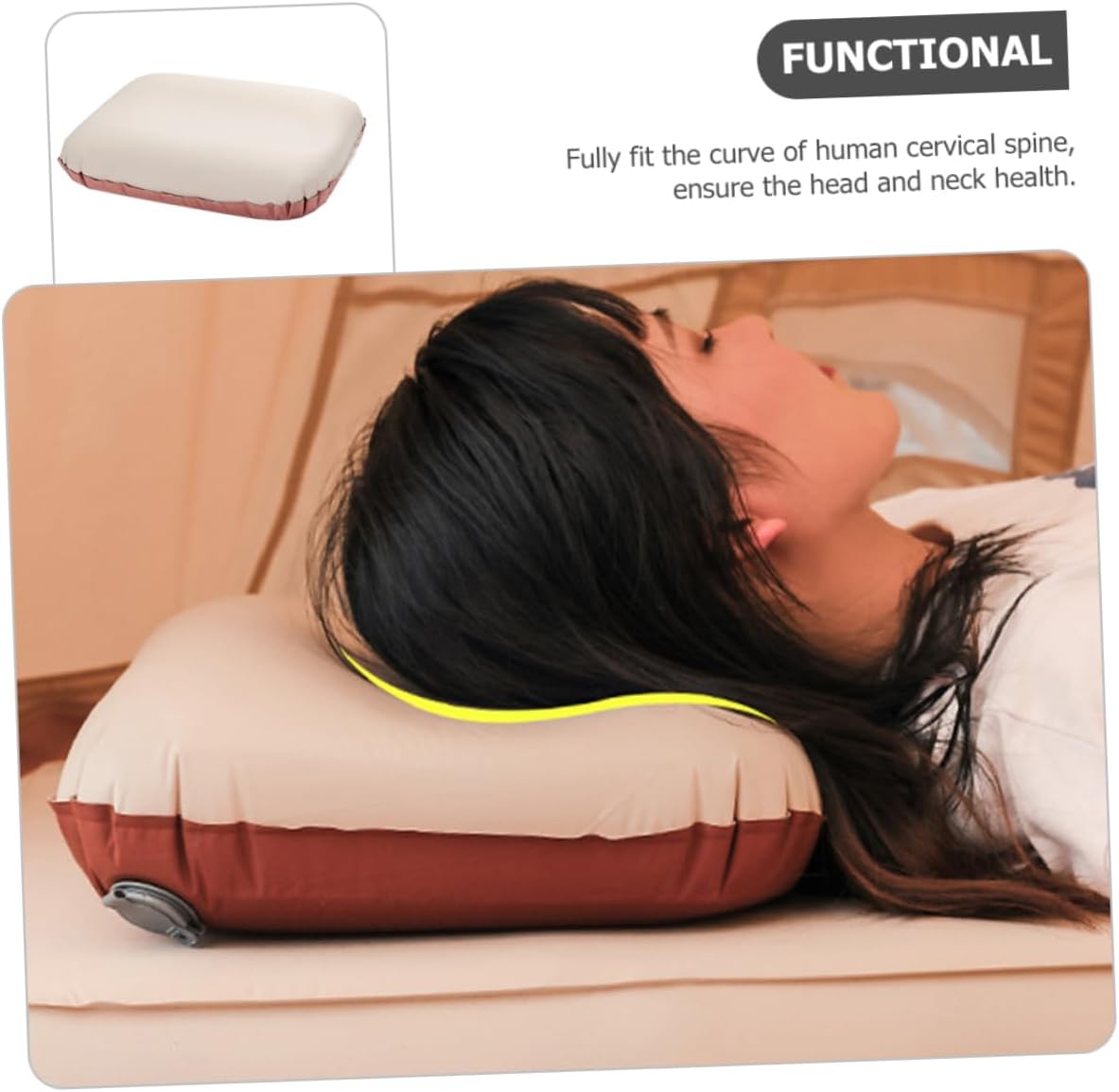 Inflatable Pillow for Camping Outdoor Use Multi-Function Compact Auto-Inflating Breathable Material