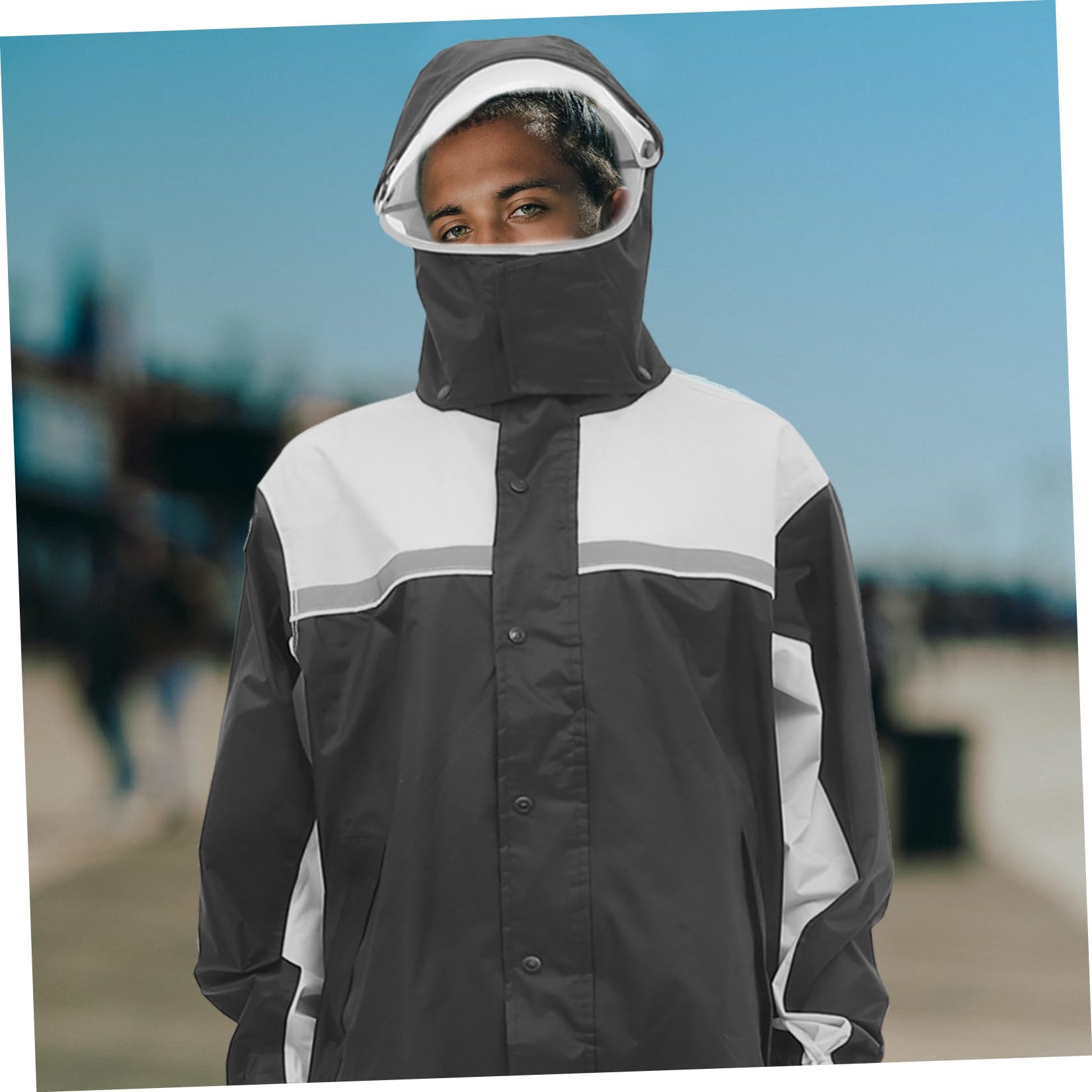 Combinaison Moto Pluie Imperméable pour Homme Veste et Pantalon en PU Adhésif, Protection Simple à Enlever, pour Conduite et Activités Extérieures