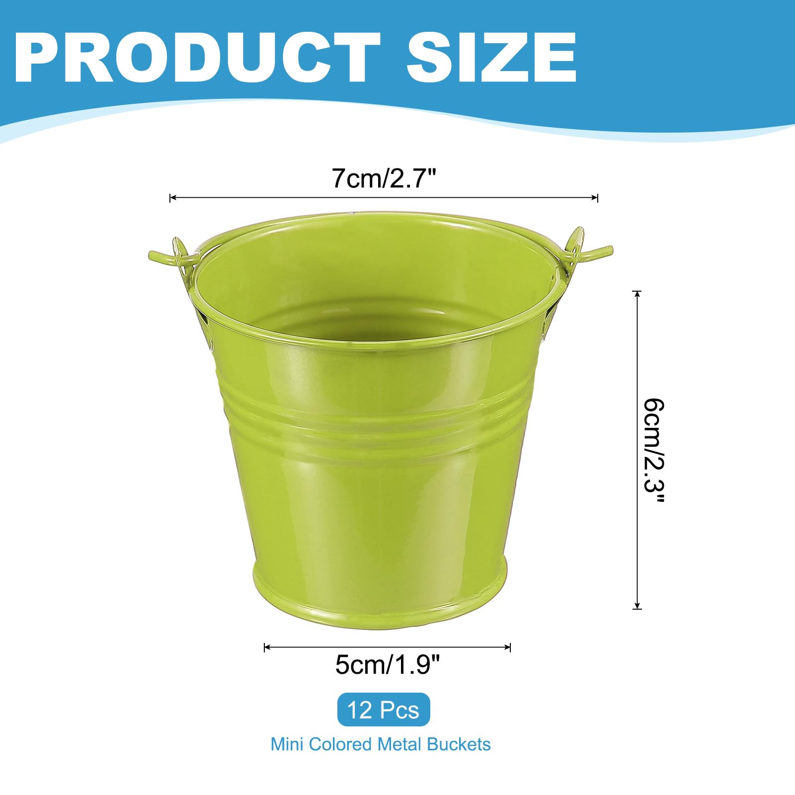 PATIKIL 2.7"x2.4" Small Metal Buckets with Handle, 12 Pcs Mini Bucket Easter Buckets, Green - Image 2