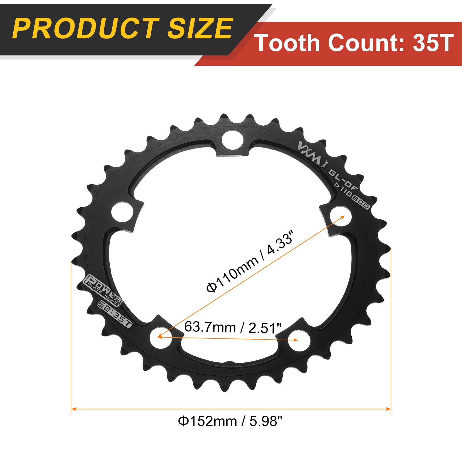 Amazon | uxcell 110BCD 自転車チェーンリング 35T 9/10/11/12速 152mm