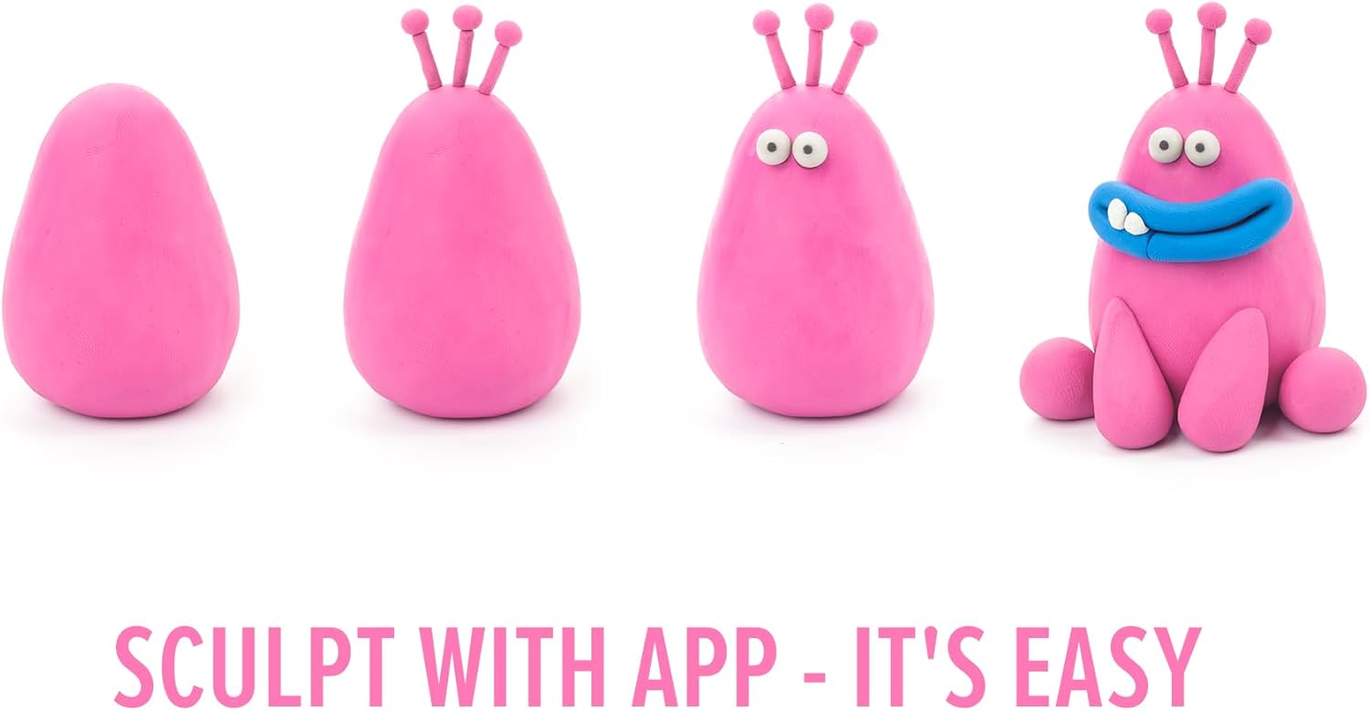 Fat Brain Toys Hey Clay Monsters Terry - Air Dry Clay Kit for Kids - 3 Cans & Tools with App