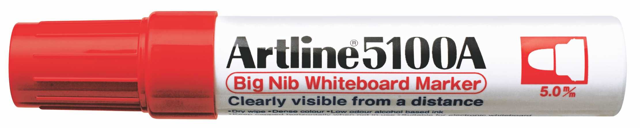 Artline EK-5100A Big Nib White Board Marker, Pack of 2 (Red)-image-4